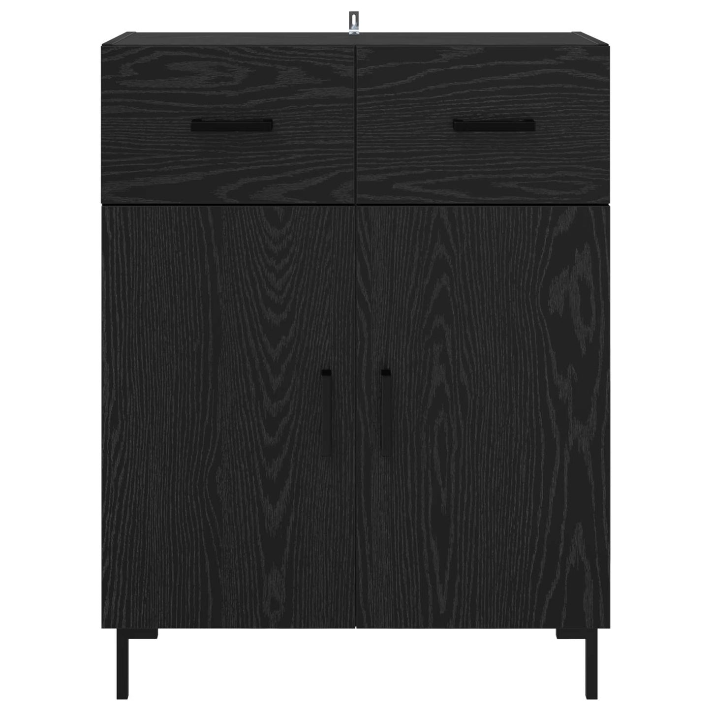 Dressoir met lade Zwart Eiken 69,5 x 34 x 90 cm Bewerkt hout is nu te koop bij PeponiXL, paradijselijk wonen!