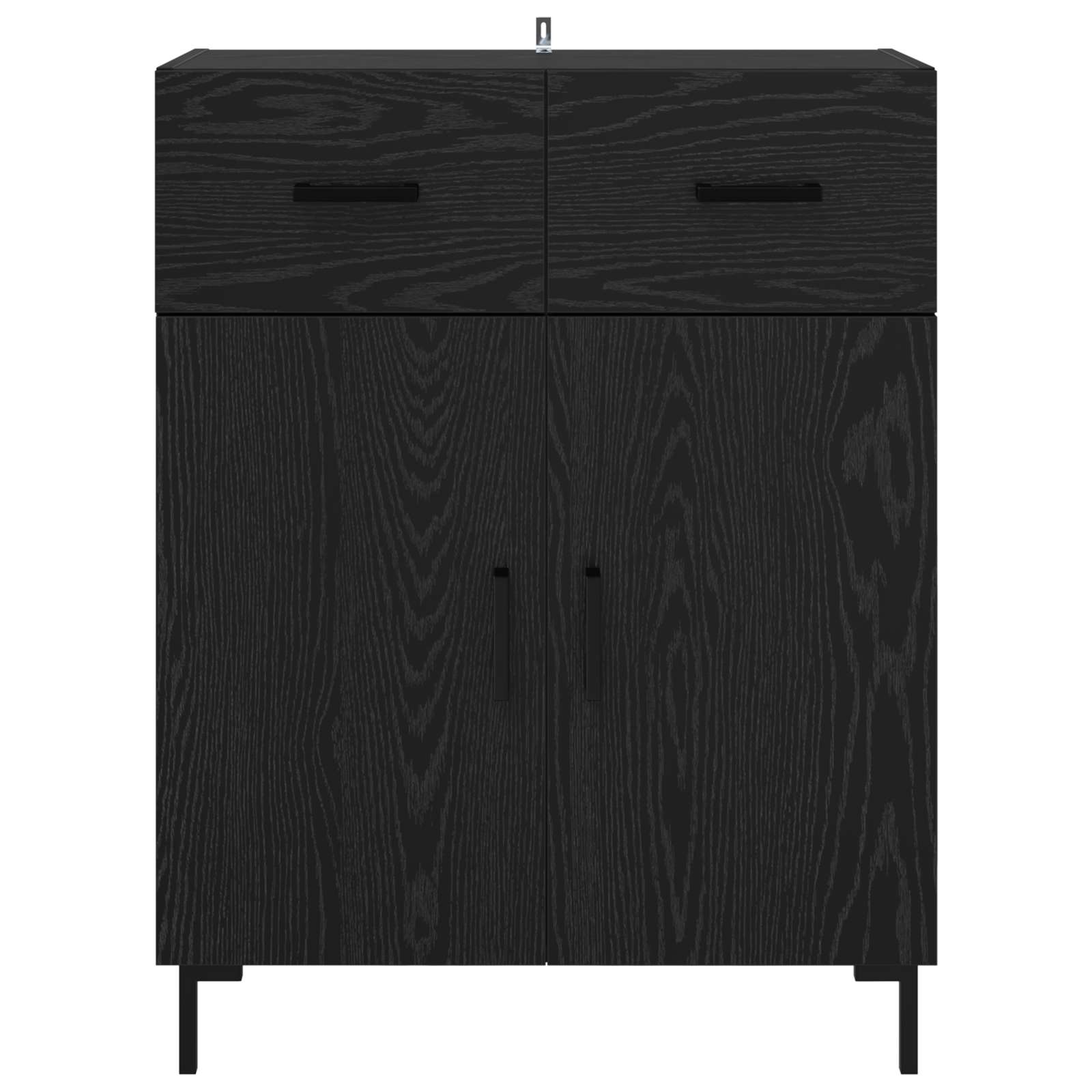 Dressoir met lade Zwart Eiken 69,5 x 34 x 90 cm Bewerkt hout is nu te koop bij PeponiXL, paradijselijk wonen!