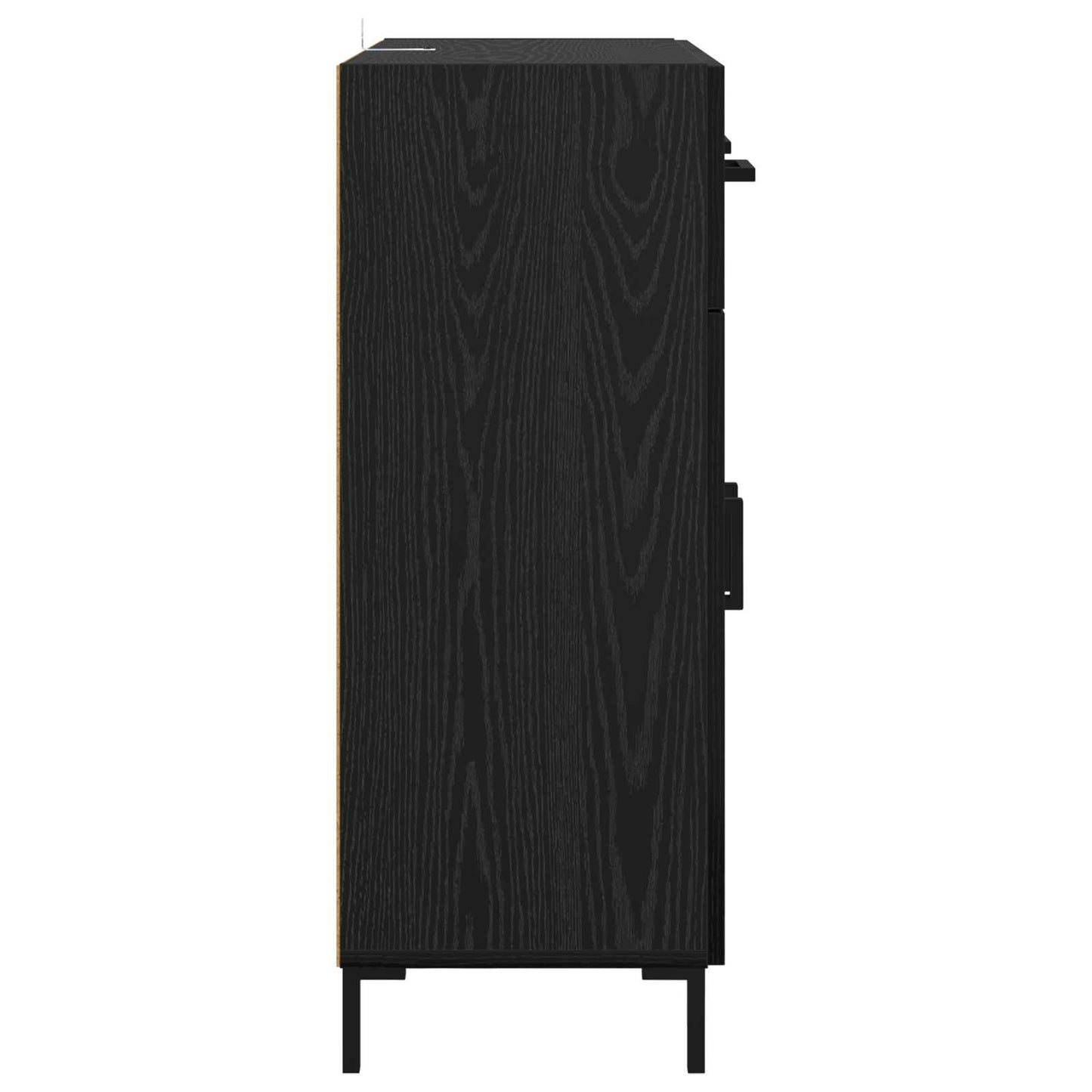 Dressoir met lade Zwart Eiken 69,5 x 34 x 90 cm Bewerkt hout is nu te koop bij PeponiXL, paradijselijk wonen!