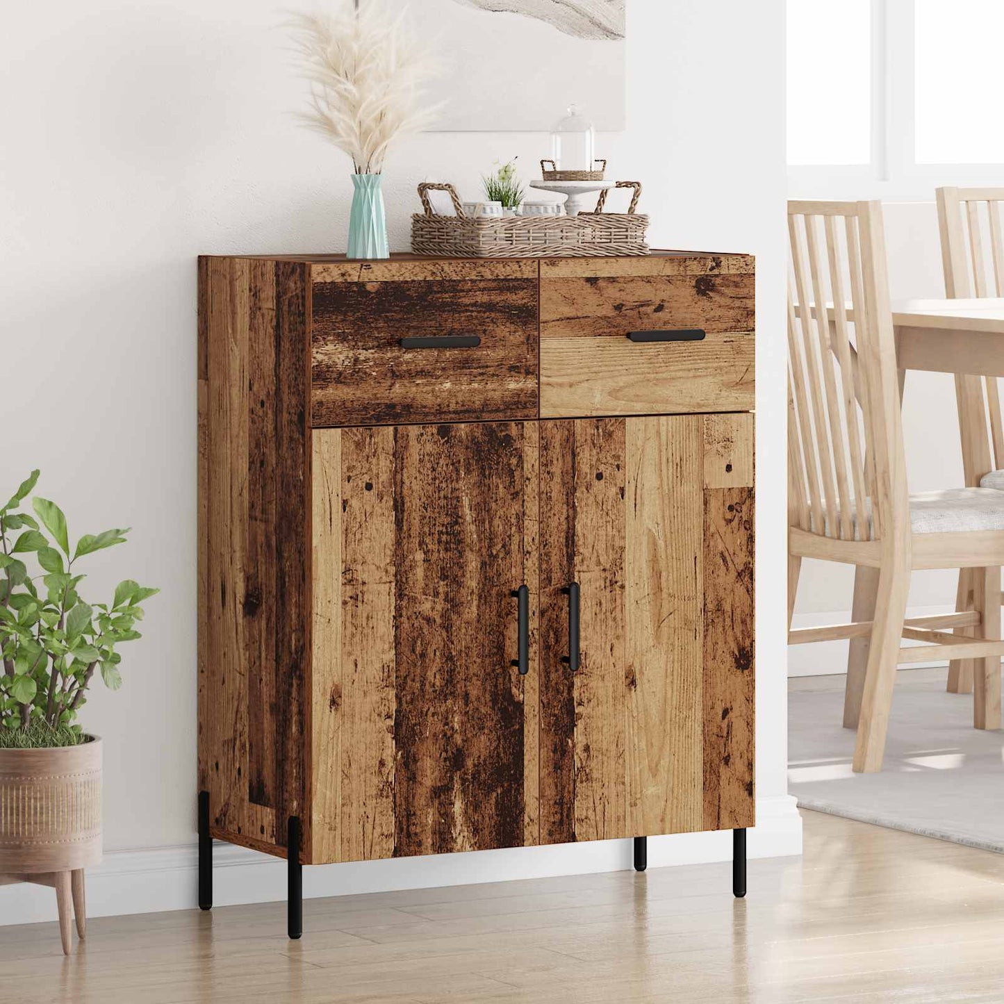 Dressoir met lade Oud Hout 69,5 x 34 x 90 cm Bewerkt hout is nu te koop bij PeponiXL, paradijselijk wonen!