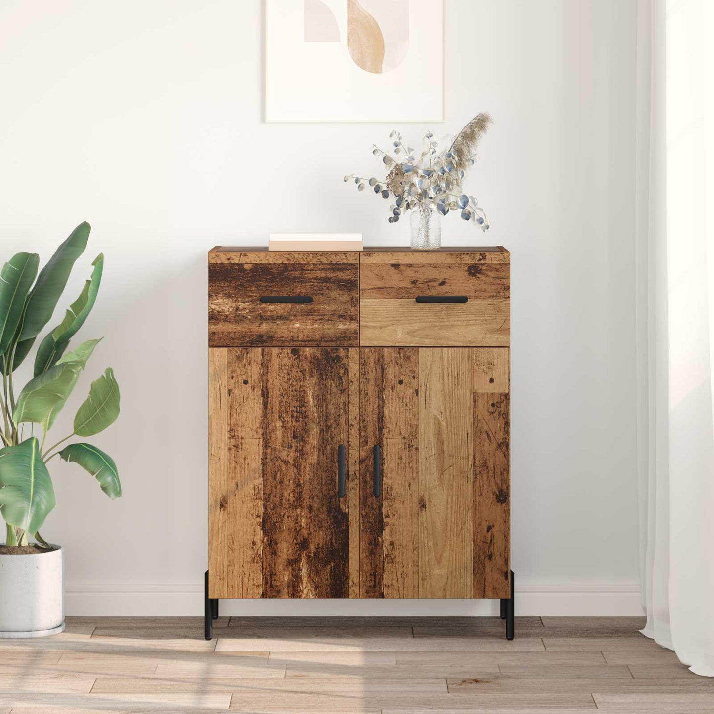 Dressoir met lade Oud Hout 69,5 x 34 x 90 cm Bewerkt hout is nu te koop bij PeponiXL, paradijselijk wonen!