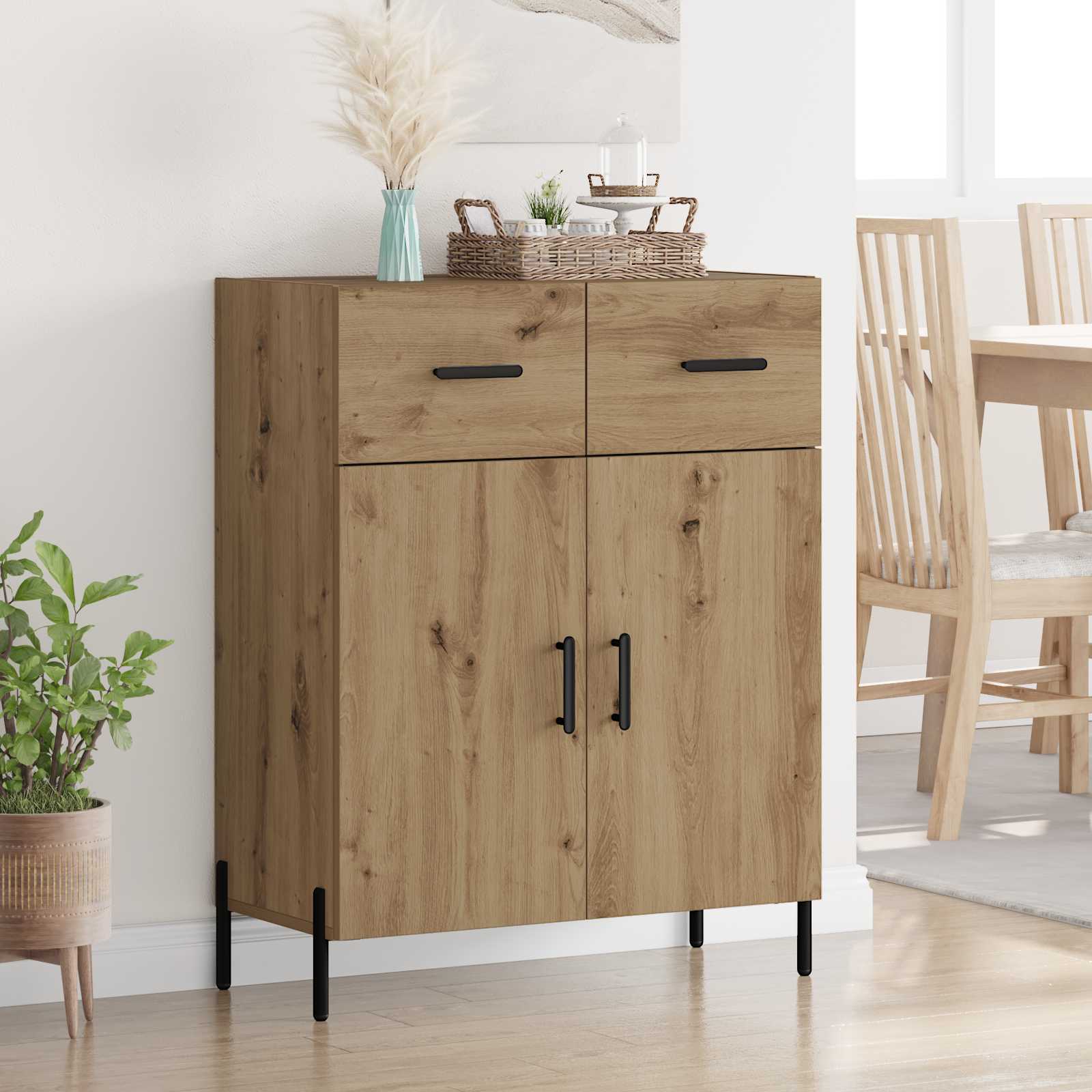 Dressoir met lade Artisan Eiken 69,5 x 34 x 90 cm Bewerkt hout is nu te koop bij PeponiXL, paradijselijk wonen!