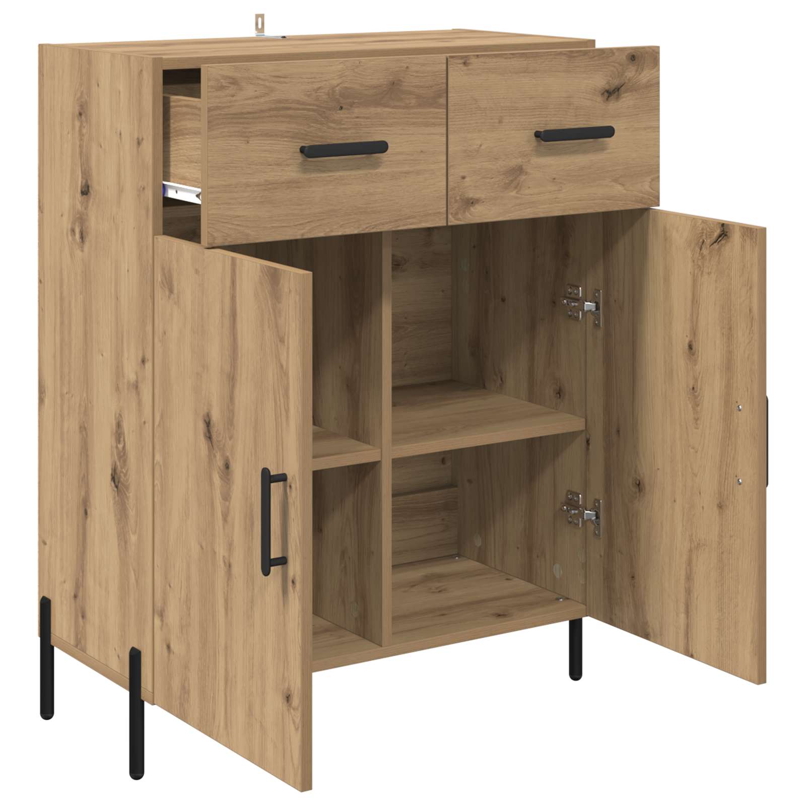 Dressoir met lade Artisan Eiken 69,5 x 34 x 90 cm Bewerkt hout is nu te koop bij PeponiXL, paradijselijk wonen!