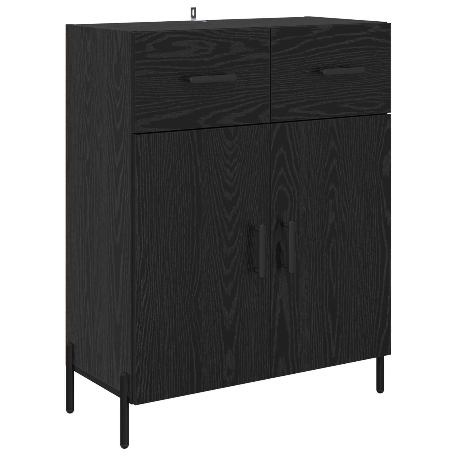 Dressoir met lade Zwart Eiken 69,5 x 34 x 90 cm Bewerkt hout is nu te koop bij PeponiXL, paradijselijk wonen!