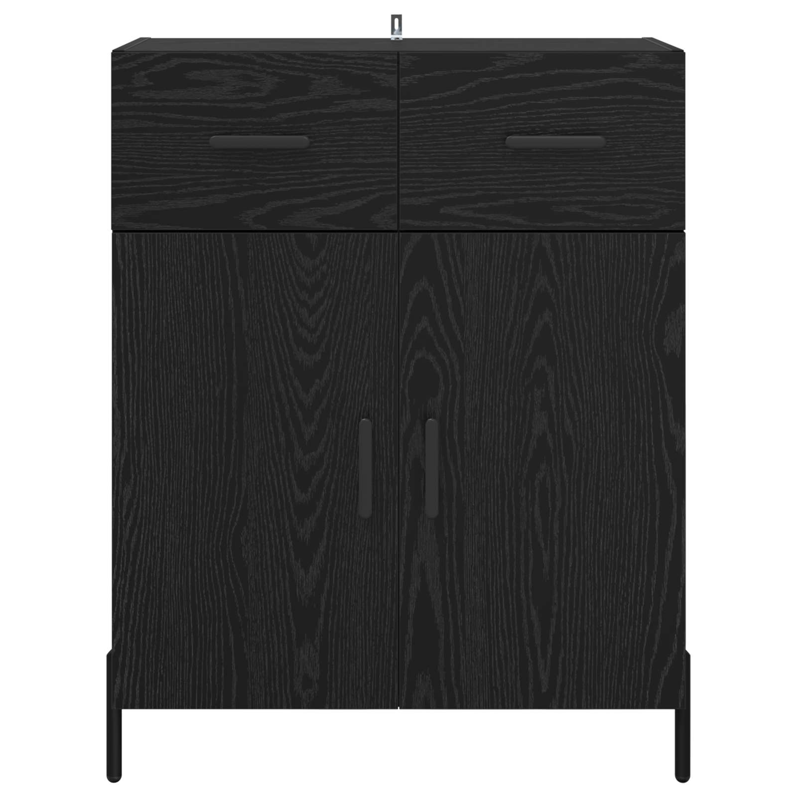 Dressoir met lade Zwart Eiken 69,5 x 34 x 90 cm Bewerkt hout is nu te koop bij PeponiXL, paradijselijk wonen!