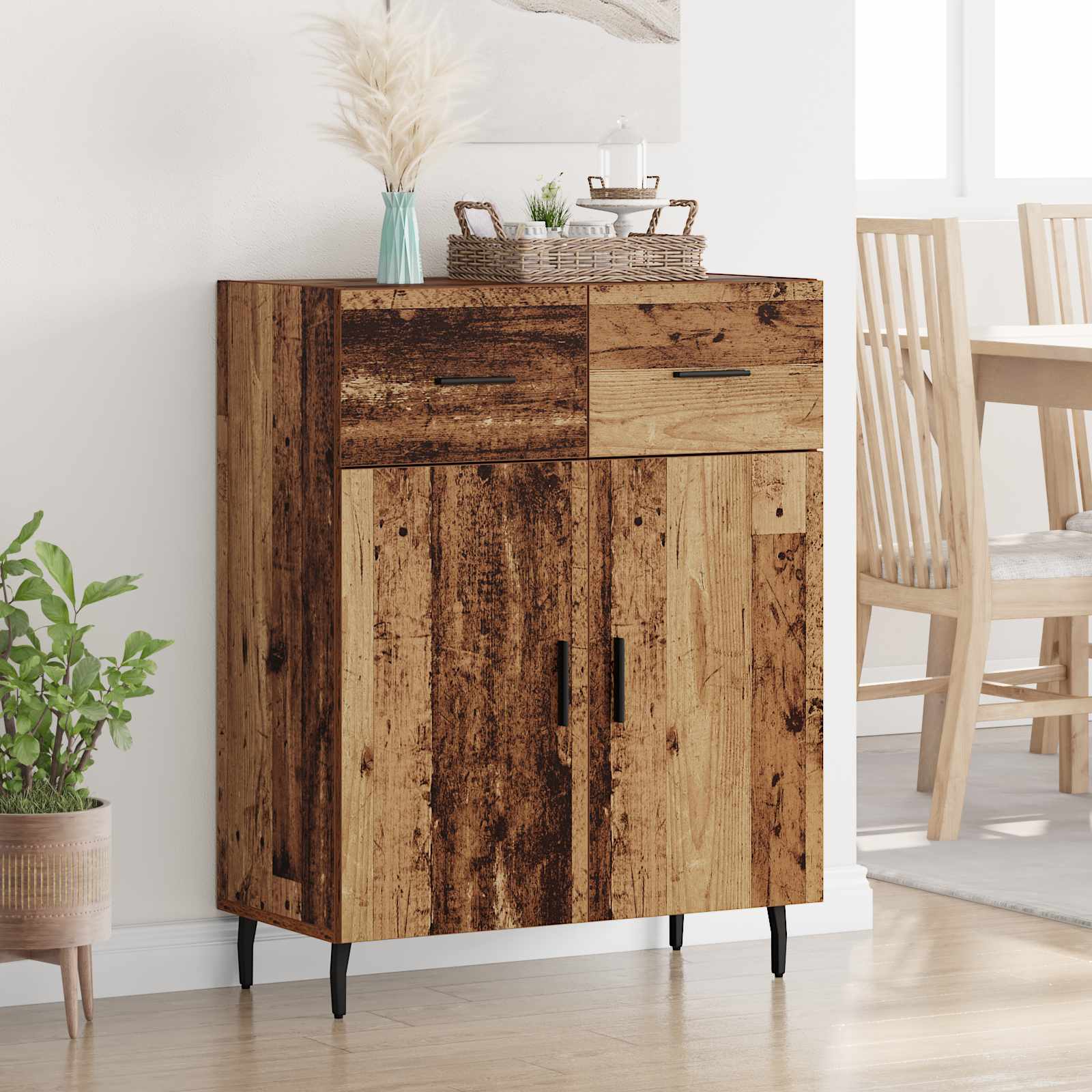 Dressoir met lade Oud Hout 69,5 x 34 x 90 cm Bewerkt hout is nu te koop bij PeponiXL, paradijselijk wonen!