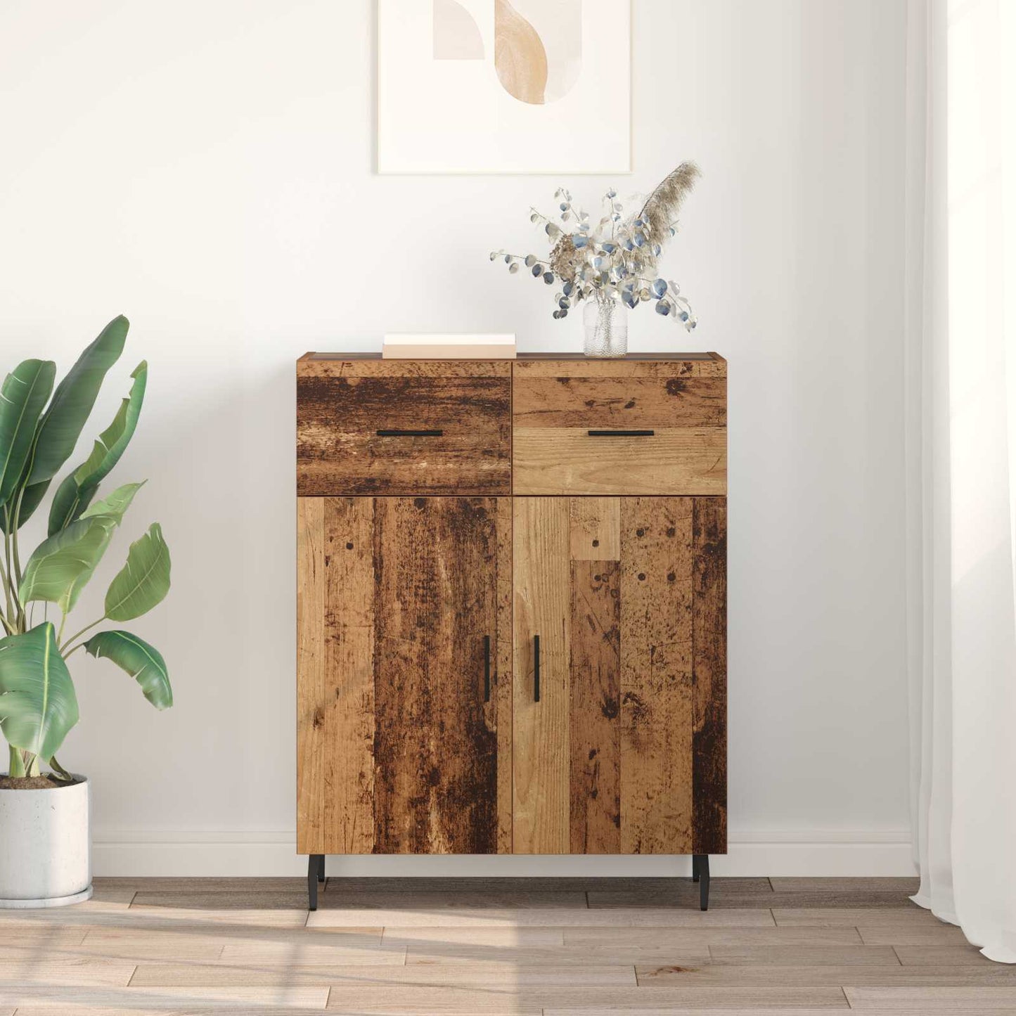 Dressoir met lade Oud Hout 69,5 x 34 x 90 cm Bewerkt hout is nu te koop bij PeponiXL, paradijselijk wonen!