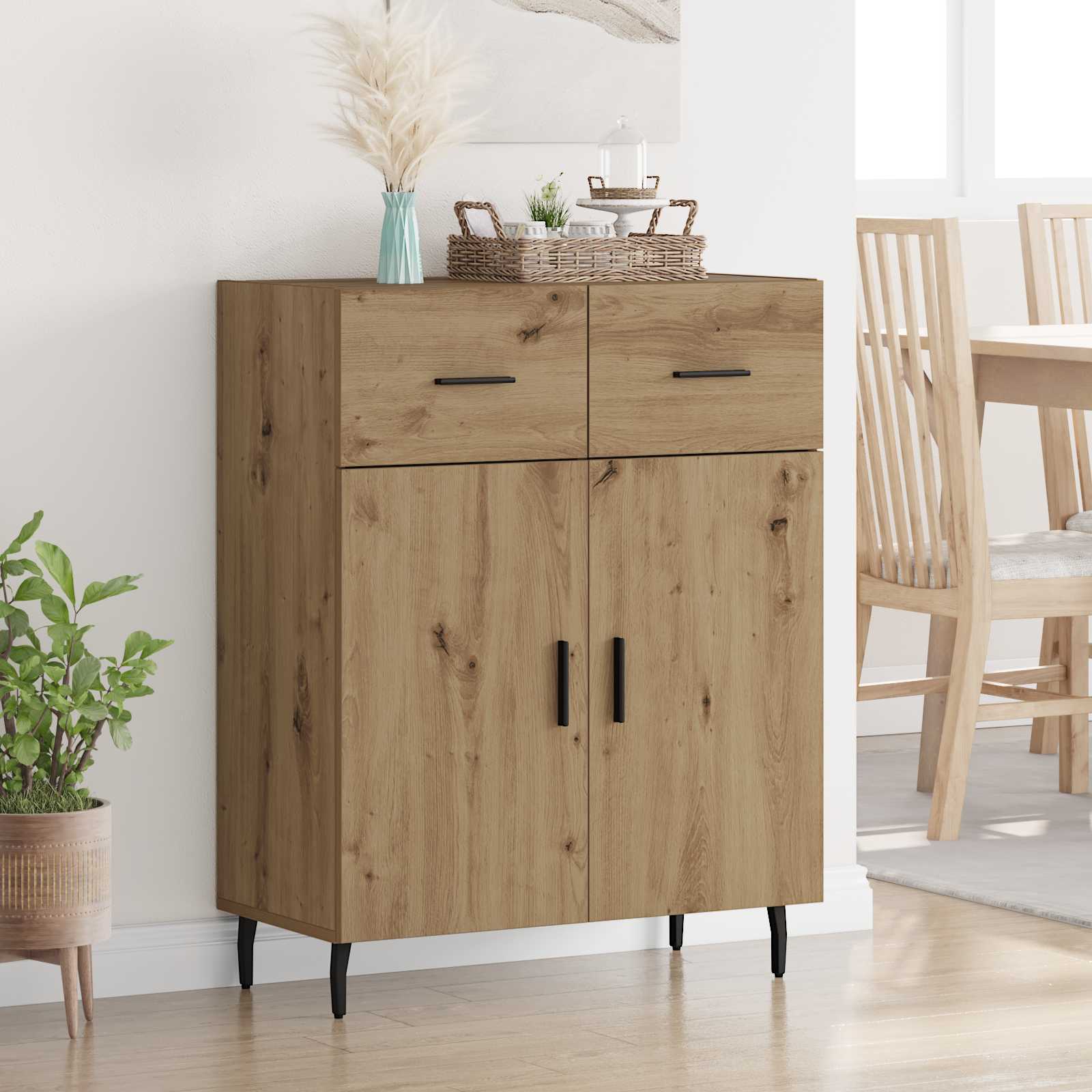 Dressoir met lade Artisan Eiken 69,5 x 34 x 90 cm Bewerkt hout is nu te koop bij PeponiXL, paradijselijk wonen!