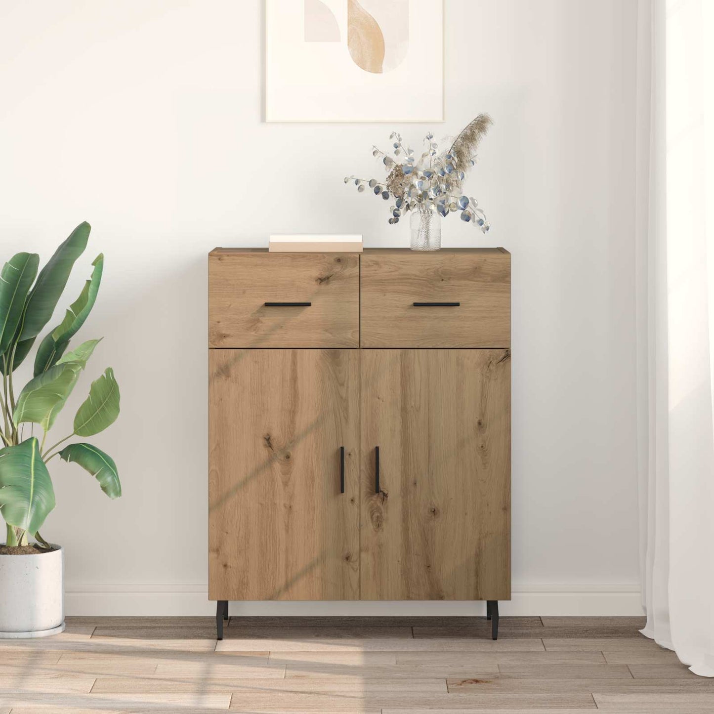 Dressoir met lade Artisan Eiken 69,5 x 34 x 90 cm Bewerkt hout is nu te koop bij PeponiXL, paradijselijk wonen!
