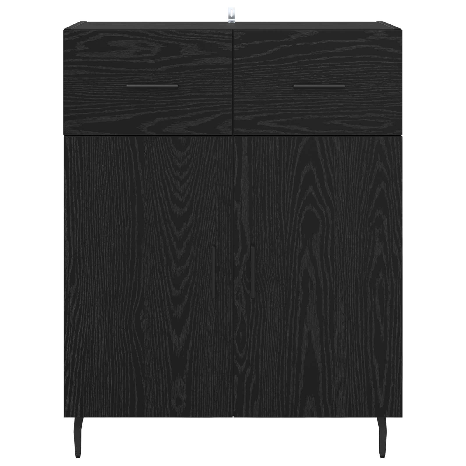 Dressoir met lade Zwart Eiken 69,5 x 34 x 90 cm Bewerkt hout is nu te koop bij PeponiXL, paradijselijk wonen!