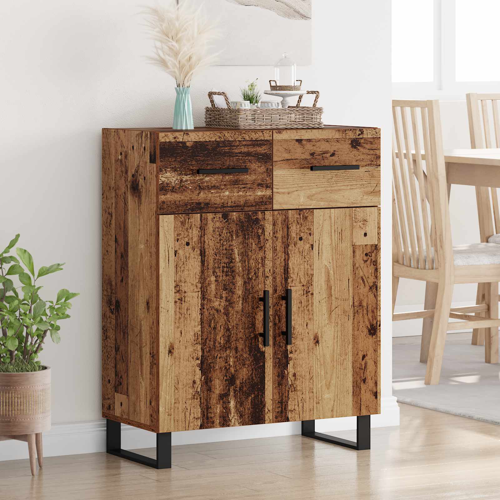 Dressoir met lade Oud Hout 69,5 x 34 x 90 cm Bewerkt hout is nu te koop bij PeponiXL, paradijselijk wonen!