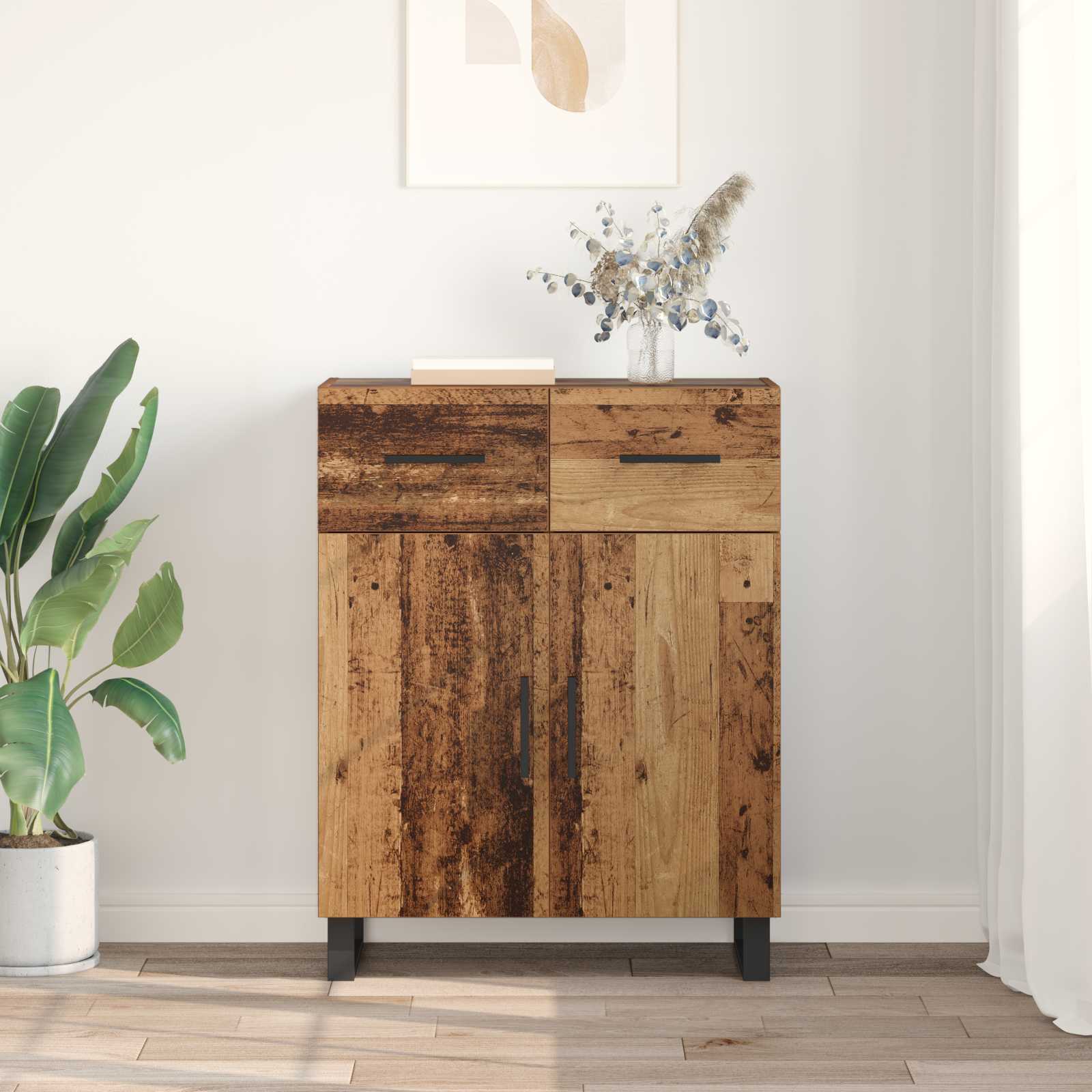Dressoir met lade Oud Hout 69,5 x 34 x 90 cm Bewerkt hout is nu te koop bij PeponiXL, paradijselijk wonen!