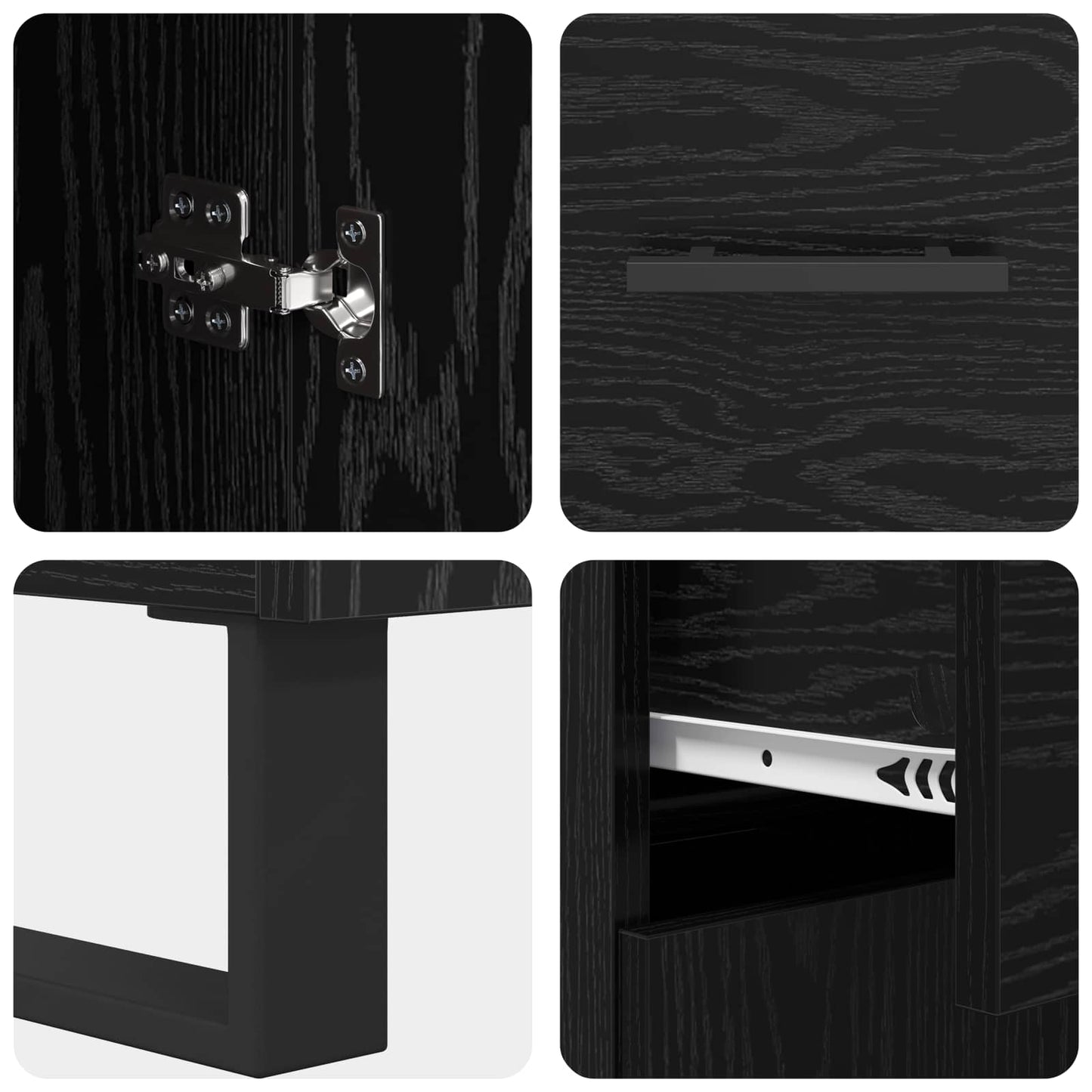 Dressoir met lade Zwart Eiken 69,5 x 34 x 90 cm Bewerkt hout is nu te koop bij PeponiXL, paradijselijk wonen!