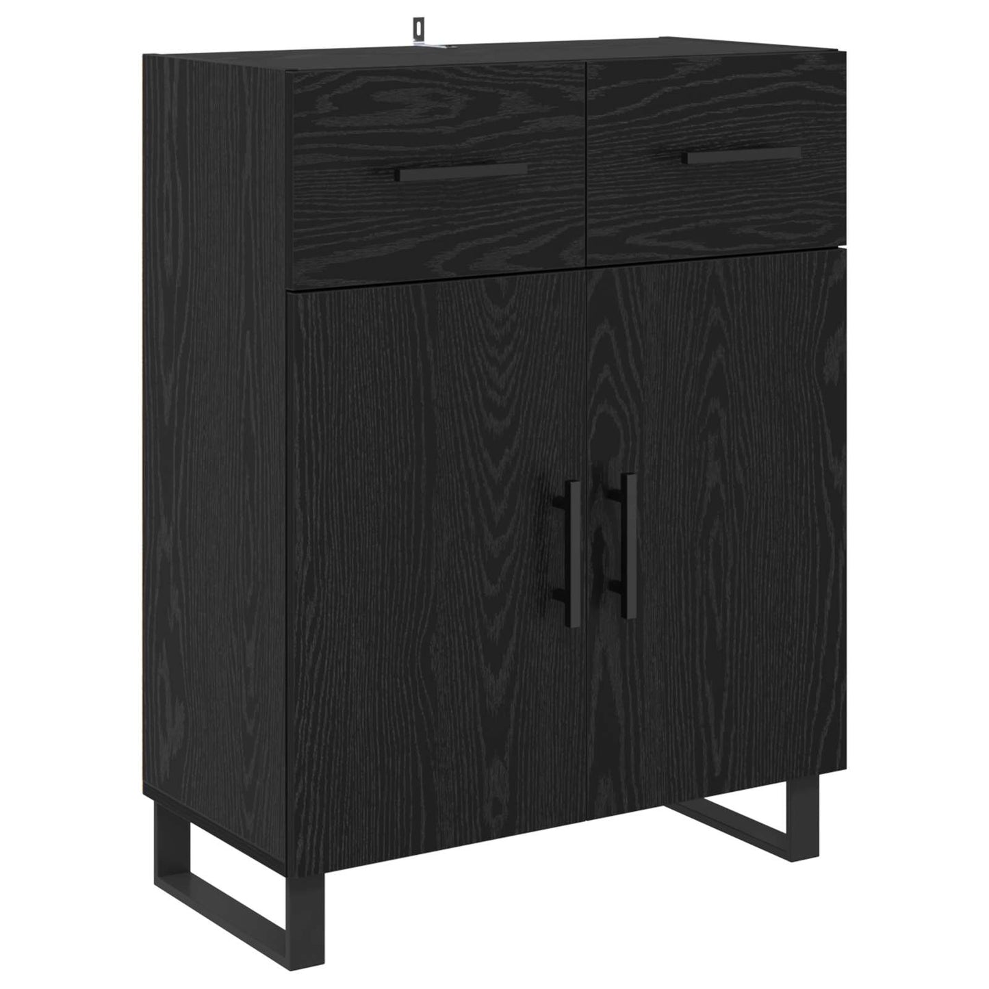 Dressoir met lade Zwart Eiken 69,5 x 34 x 90 cm Bewerkt hout is nu te koop bij PeponiXL, paradijselijk wonen!