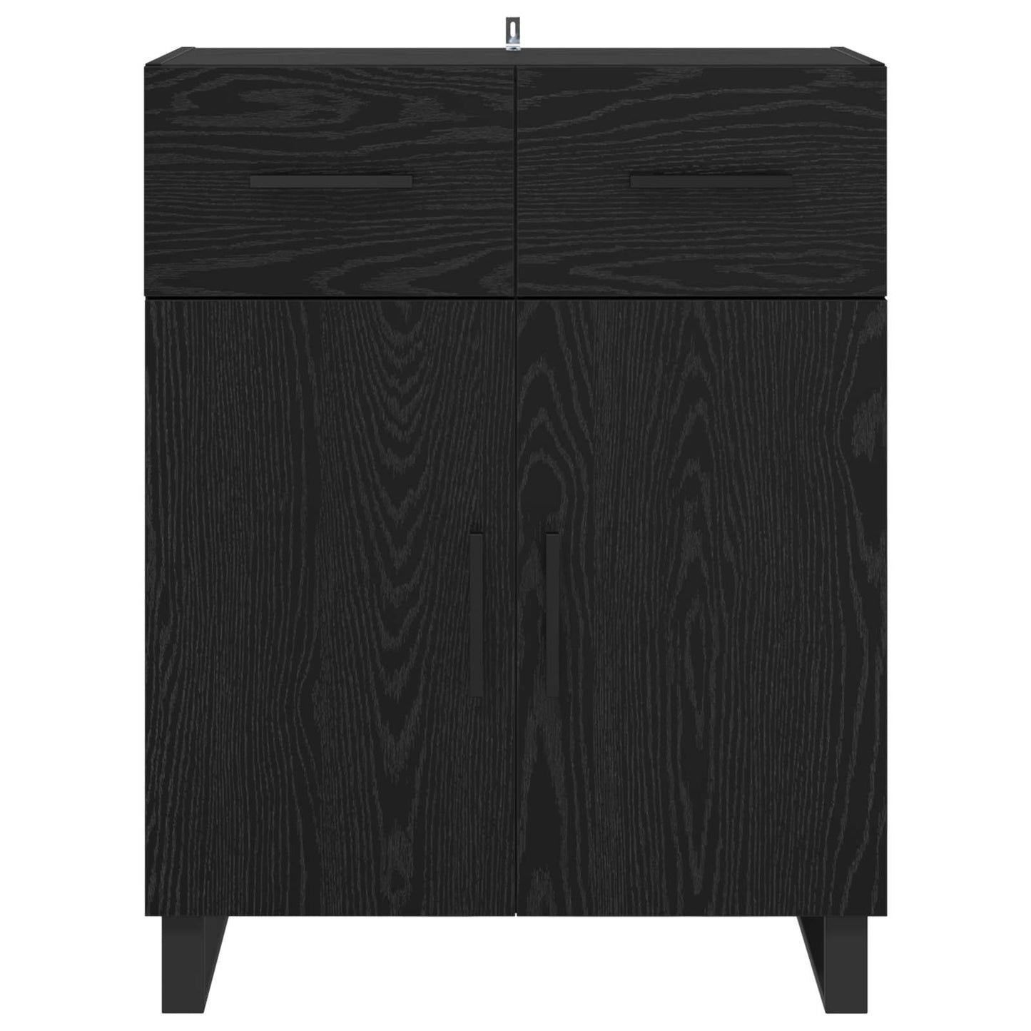 Dressoir met lade Zwart Eiken 69,5 x 34 x 90 cm Bewerkt hout is nu te koop bij PeponiXL, paradijselijk wonen!