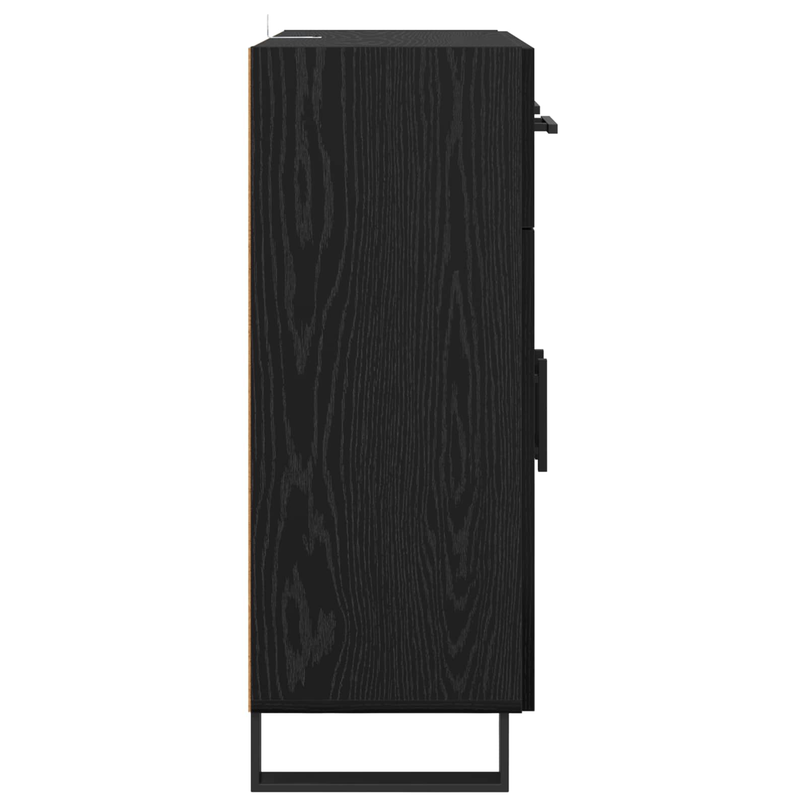 Dressoir met lade Zwart Eiken 69,5 x 34 x 90 cm Bewerkt hout is nu te koop bij PeponiXL, paradijselijk wonen!