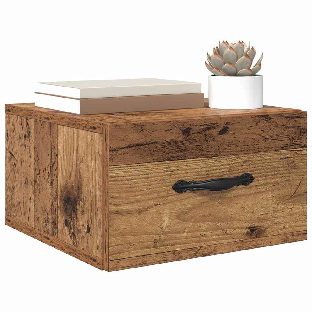 Nachtkastje met lade Oud hout 35 x 35 x 20 cm Bewerkt hout is nu te koop bij PeponiXL, paradijselijk wonen!