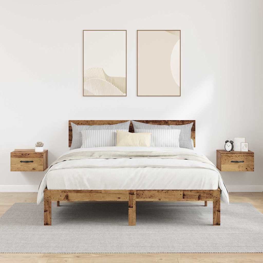 Nachtkastje 2 pcs Oud hout 35 x 35 x 20 cm Bewerkt hout is nu te koop bij PeponiXL, paradijselijk wonen!