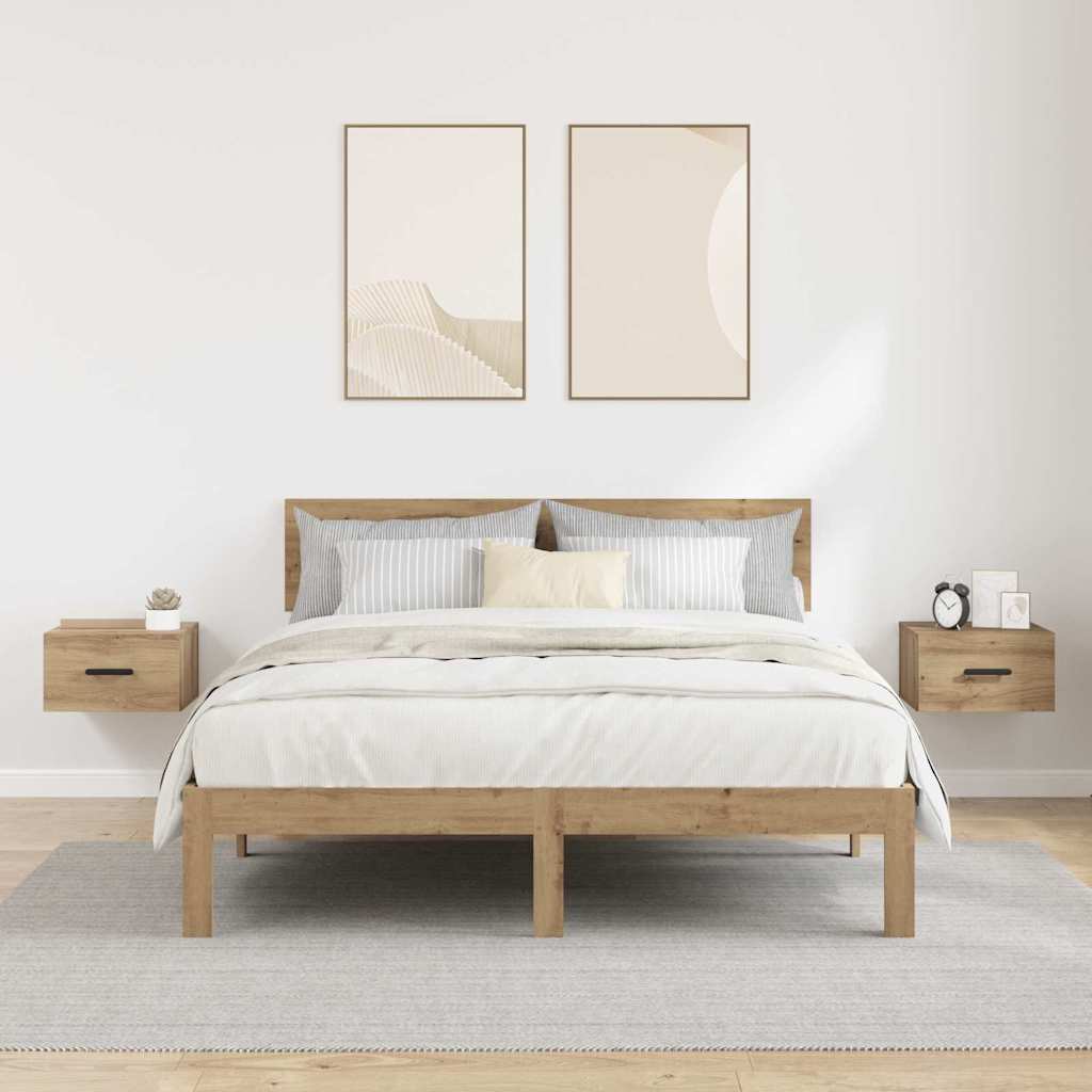 Nachtkastje 2 pcs Artisan Eiken 35 x 35 x 20 cm Bewerkt hout is nu te koop bij PeponiXL, paradijselijk wonen!