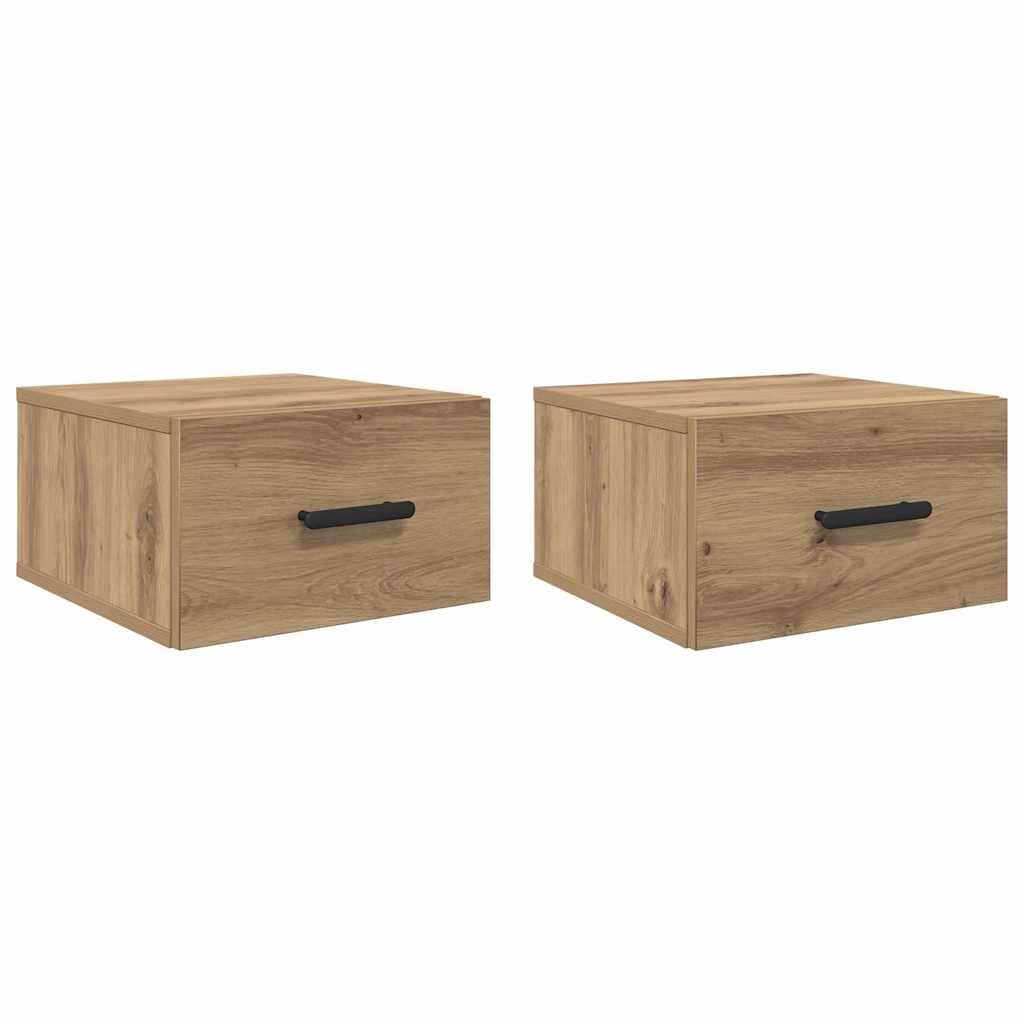 Nachtkastje 2 pcs Artisan Eiken 35 x 35 x 20 cm Bewerkt hout is nu te koop bij PeponiXL, paradijselijk wonen!