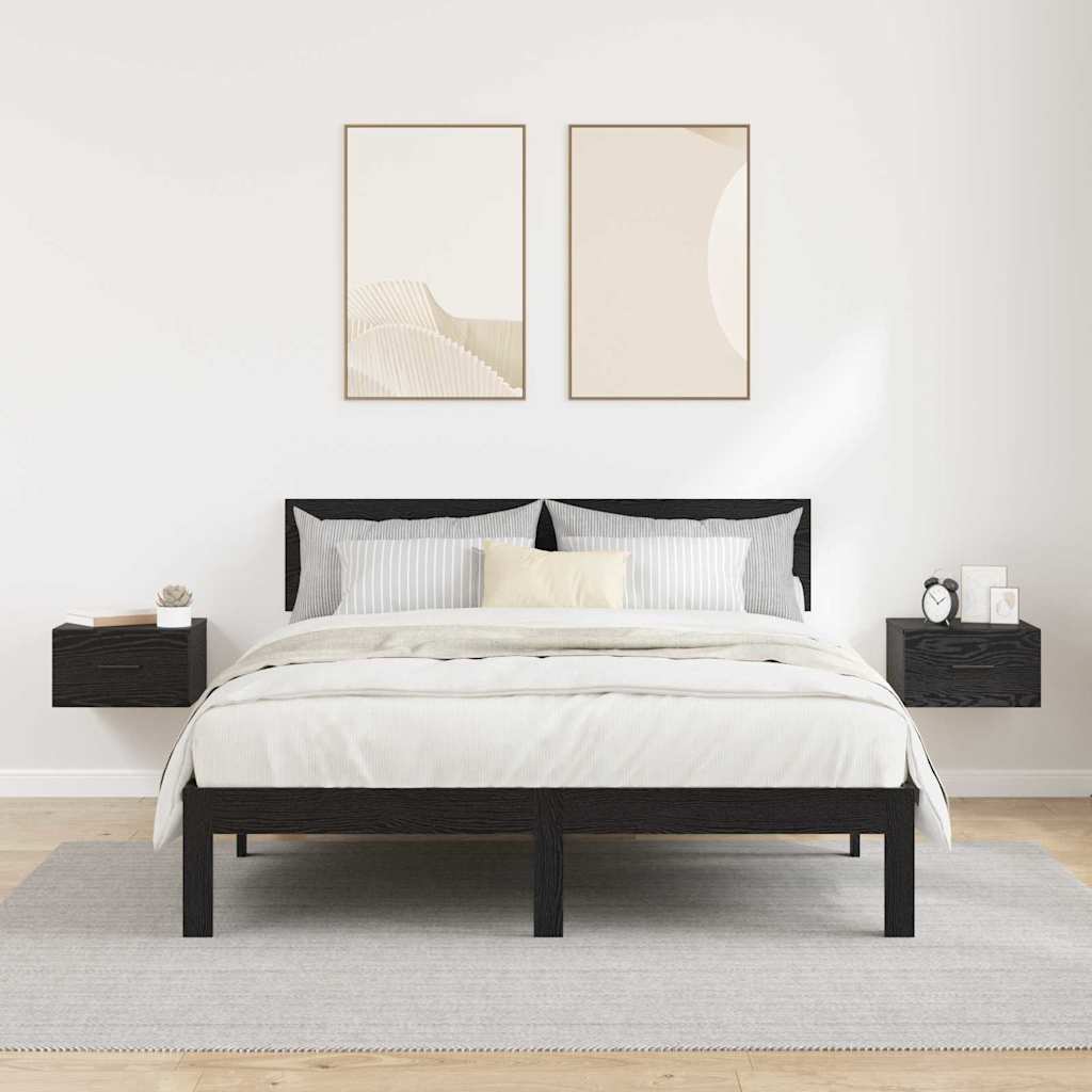 Nachtkastje 2 pcs Zwart eiken 35 x 35 x 20 cm Bewerkt hout is nu te koop bij PeponiXL, paradijselijk wonen!