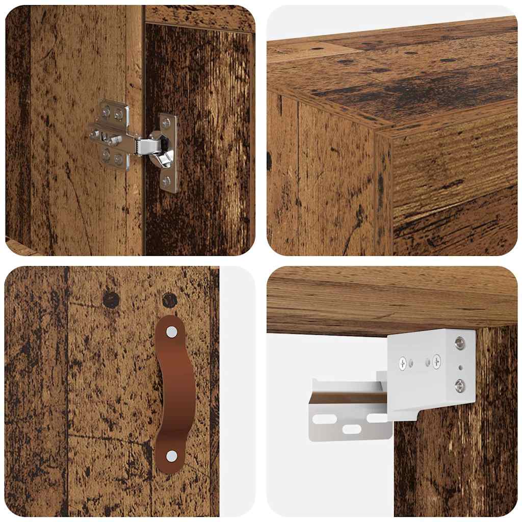 Wandkast Oud Hout 69,5 x 34 x 90 cm Bewerkt hout is nu te koop bij PeponiXL, paradijselijk wonen!