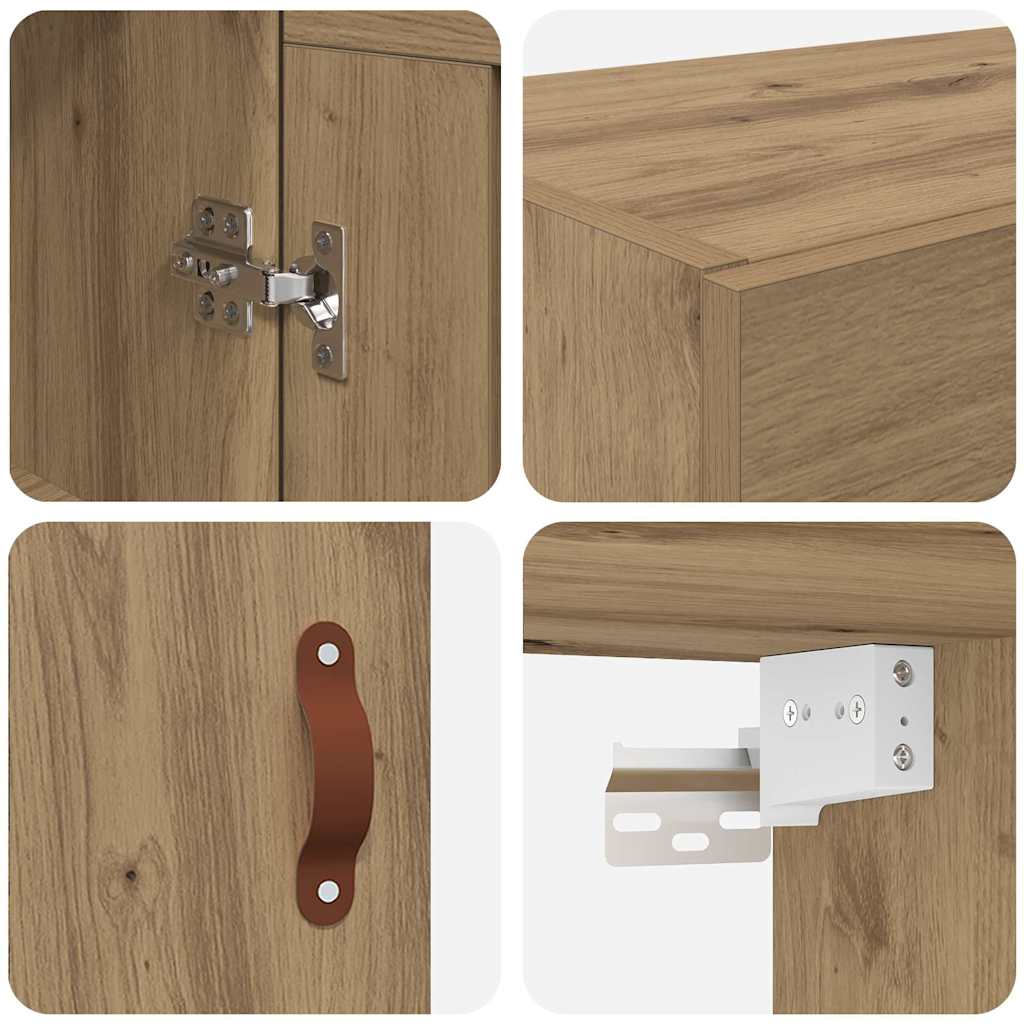 Wandkast Artisan Eiken 69,5 x 34 x 90 cm Bewerkt hout is nu te koop bij PeponiXL, paradijselijk wonen!