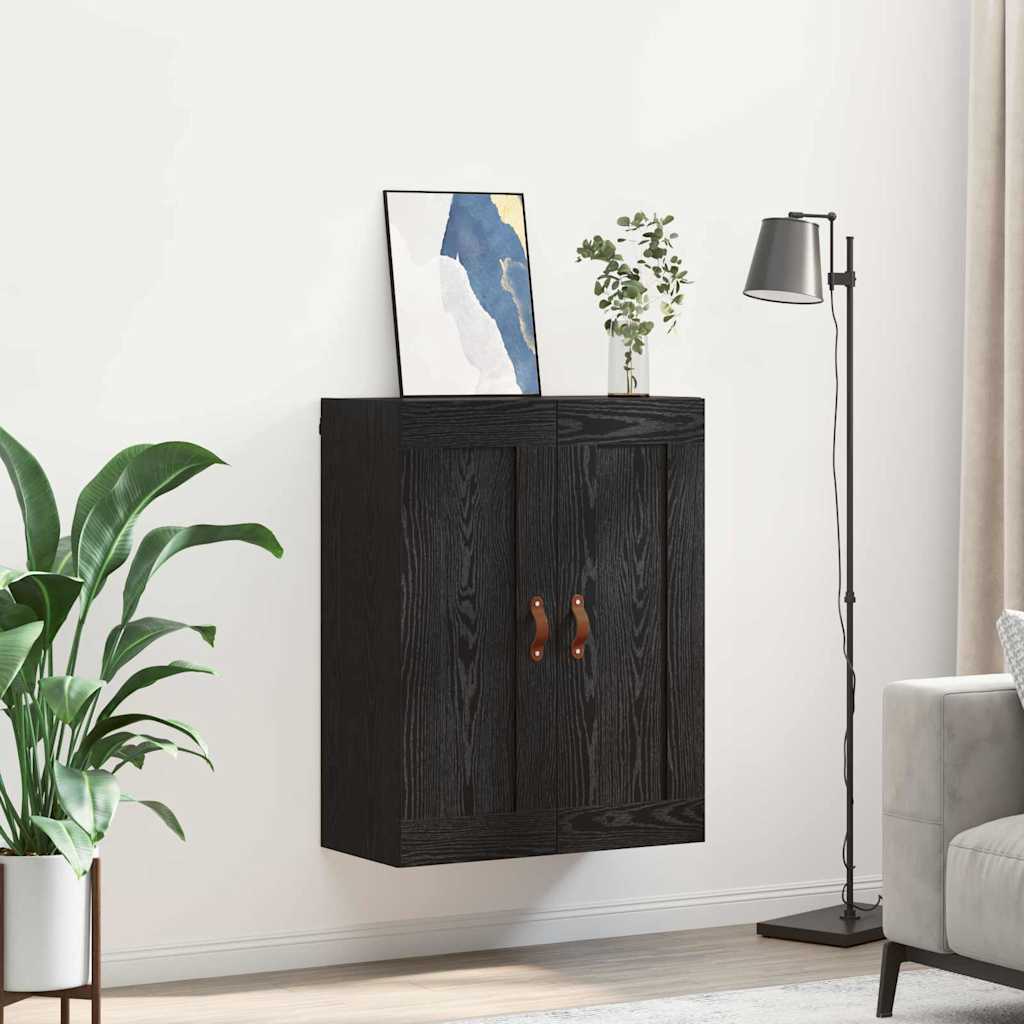 Wandkast Zwart Eiken 69,5 x 34 x 90 cm Bewerkt hout is nu te koop bij PeponiXL, paradijselijk wonen!