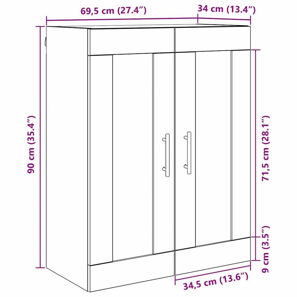 Wandkast Oud Hout 69,5 x 34 x 90 cm Bewerkt hout is nu te koop bij PeponiXL, paradijselijk wonen!