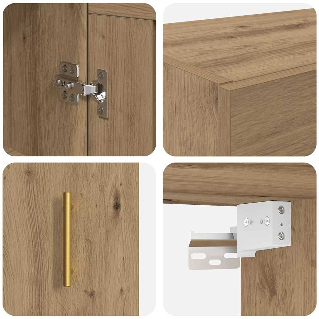 Wandkast Artisan Eiken 69,5 x 34 x 90 cm Bewerkt hout is nu te koop bij PeponiXL, paradijselijk wonen!
