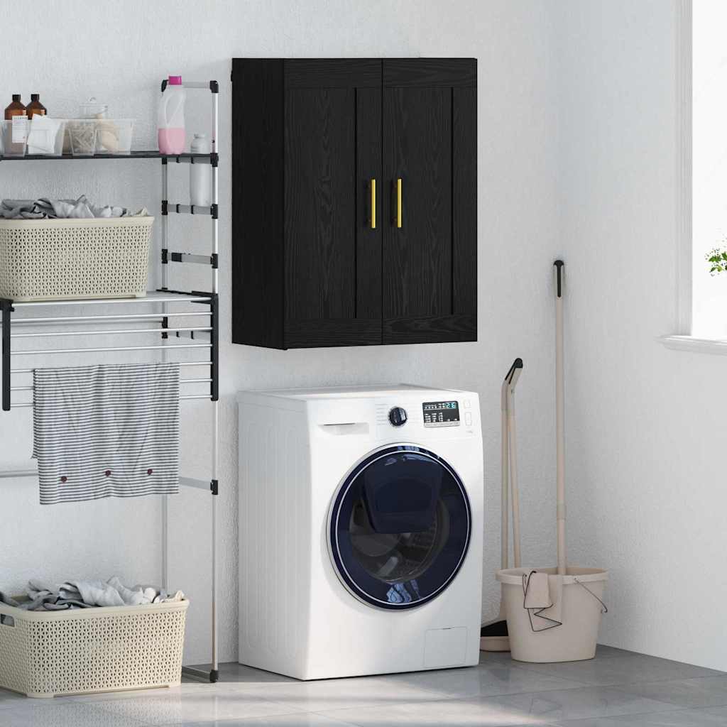 Wandkast Zwart Eiken 69,5 x 34 x 90 cm Bewerkt hout is nu te koop bij PeponiXL, paradijselijk wonen!