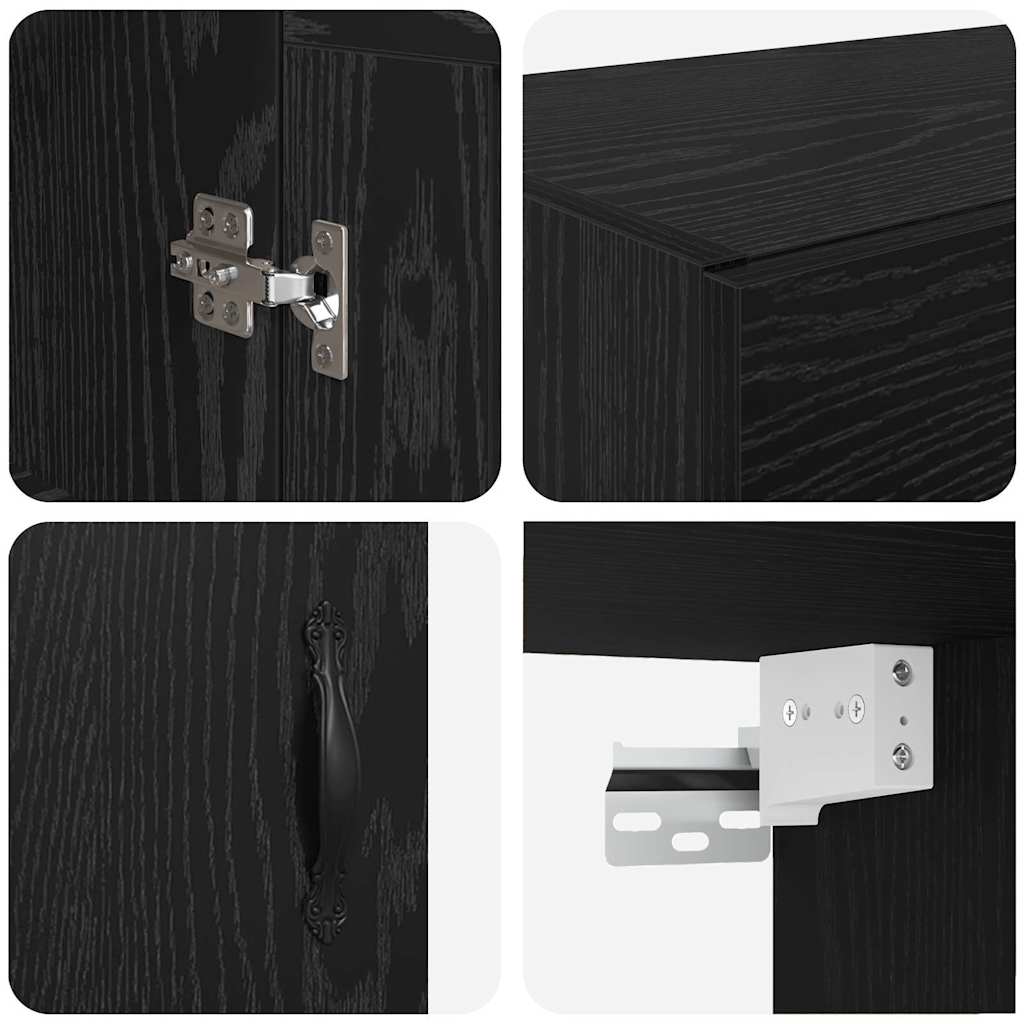 Wandkast Zwart Eiken 69,5 x 34 x 90 cm Bewerkt hout is nu te koop bij PeponiXL, paradijselijk wonen!