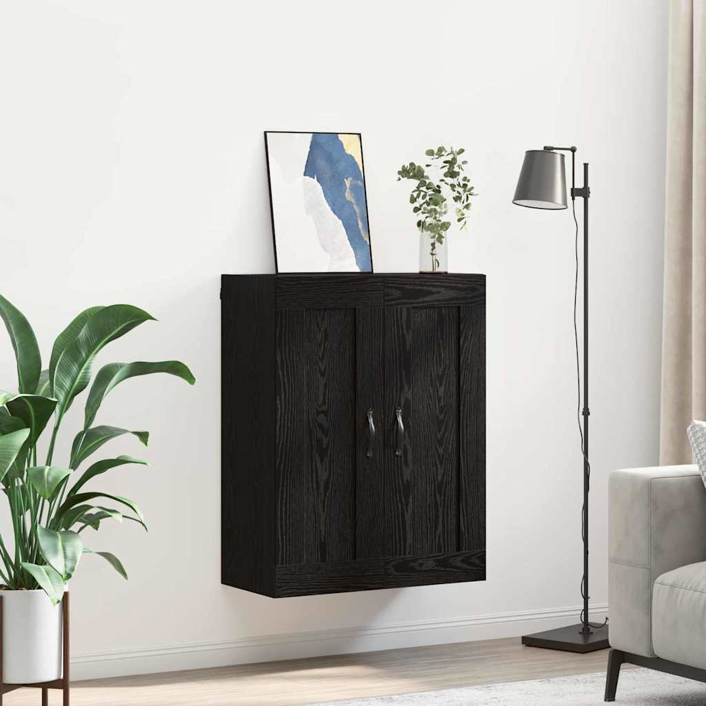 Wandkast Zwart Eiken 69,5 x 34 x 90 cm Bewerkt hout is nu te koop bij PeponiXL, paradijselijk wonen!