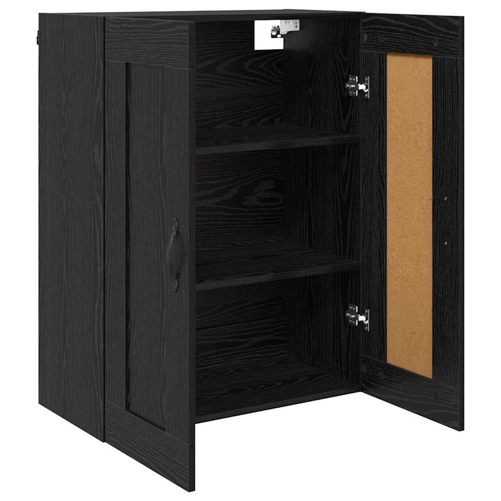 Wandkast Zwart Eiken 69,5 x 34 x 90 cm Bewerkt hout is nu te koop bij PeponiXL, paradijselijk wonen!