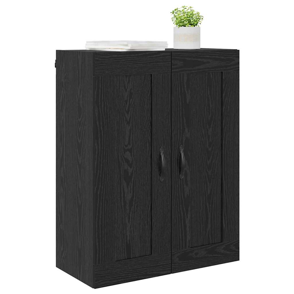 Wandkast Zwart Eiken 69,5 x 34 x 90 cm Bewerkt hout is nu te koop bij PeponiXL, paradijselijk wonen!