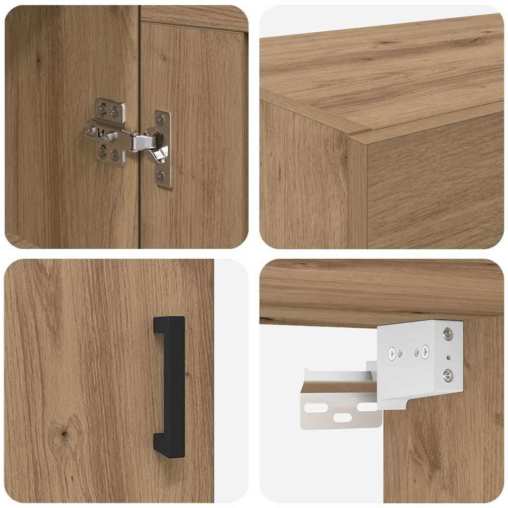 Wandkast Artisan Eiken 69,5 x 34 x 90 cm Bewerkt hout is nu te koop bij PeponiXL, paradijselijk wonen!