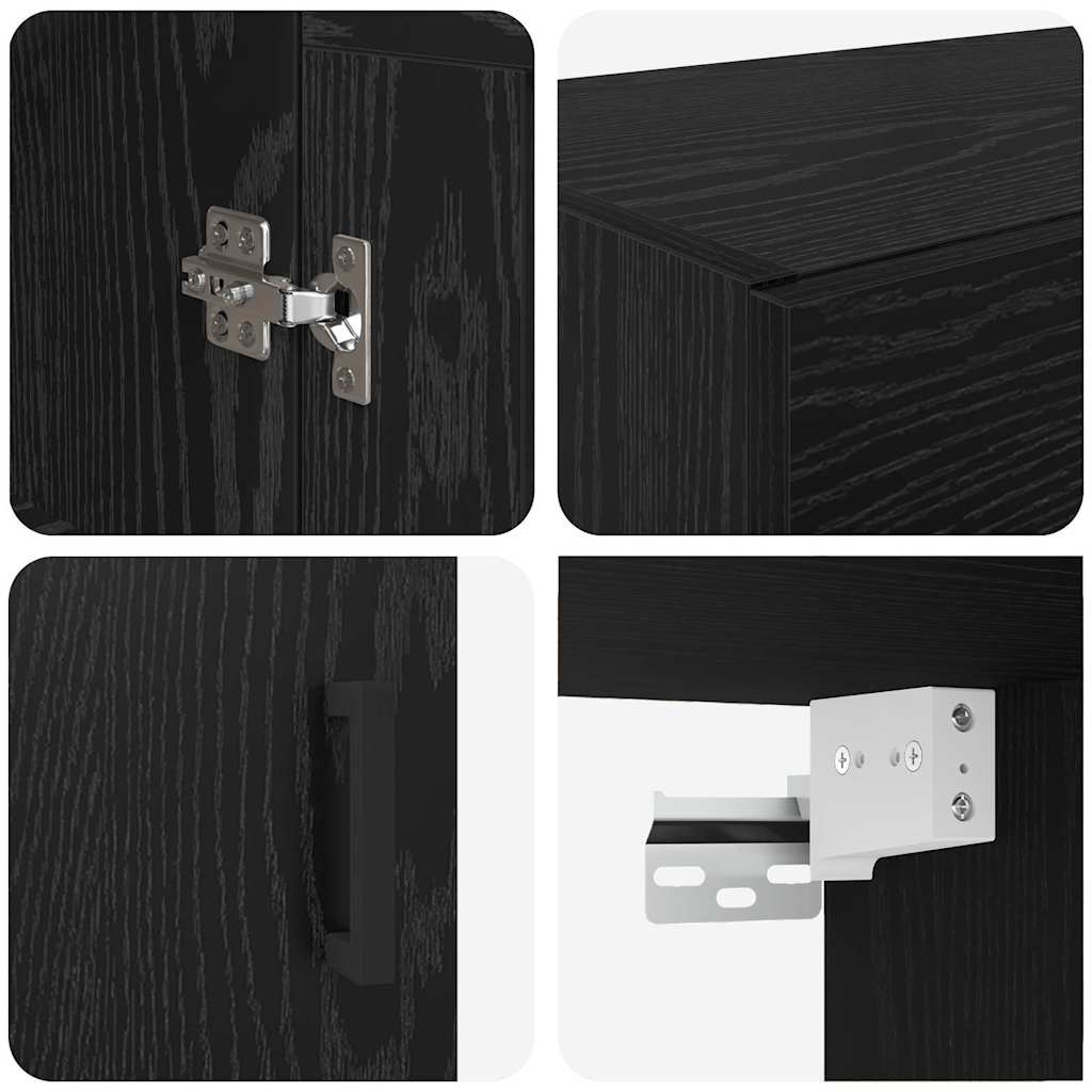 Wandkast Zwart Eiken 69,5 x 34 x 90 cm Bewerkt hout is nu te koop bij PeponiXL, paradijselijk wonen!