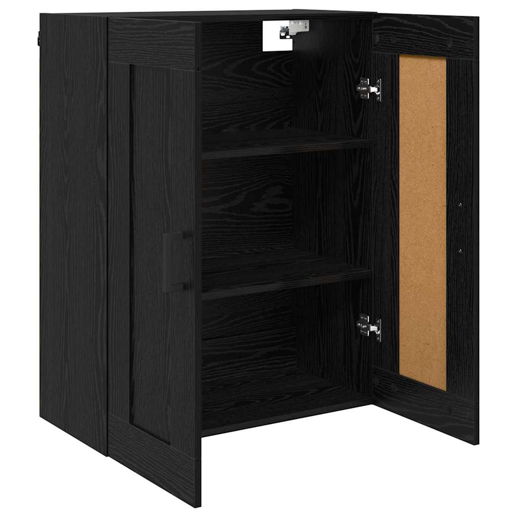 Wandkast Zwart Eiken 69,5 x 34 x 90 cm Bewerkt hout is nu te koop bij PeponiXL, paradijselijk wonen!