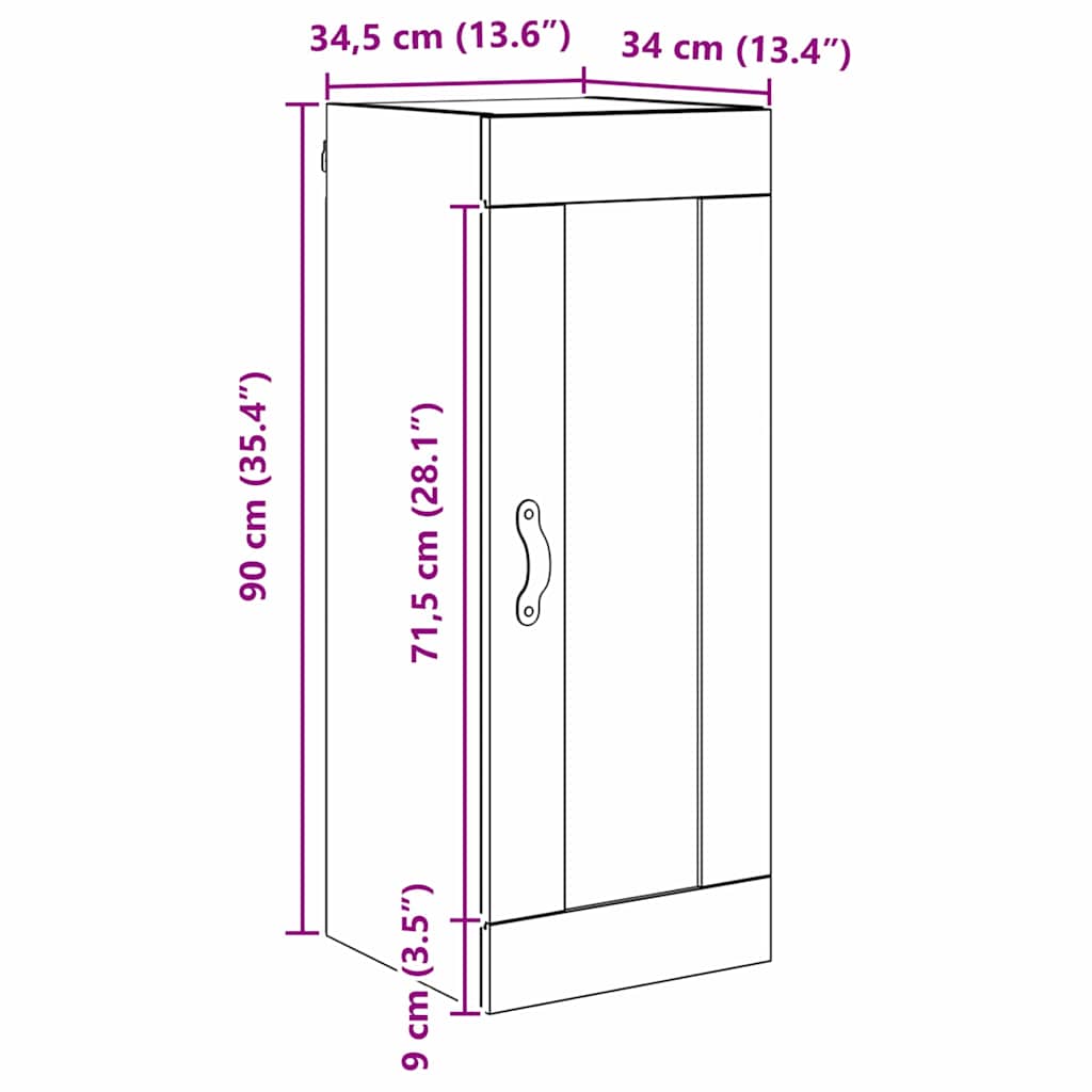 Wandkast Oud Hout 34,5 x 34 x 90 cm Bewerkt hout is nu te koop bij PeponiXL, paradijselijk wonen!
