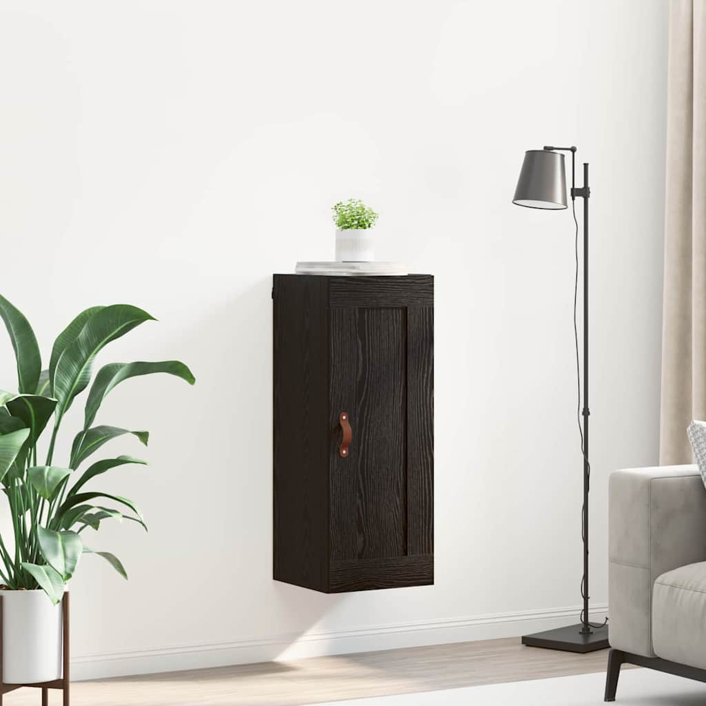 Wandkast Zwart Eiken 34,5 x 34 x 90 cm Bewerkt hout is nu te koop bij PeponiXL, paradijselijk wonen!