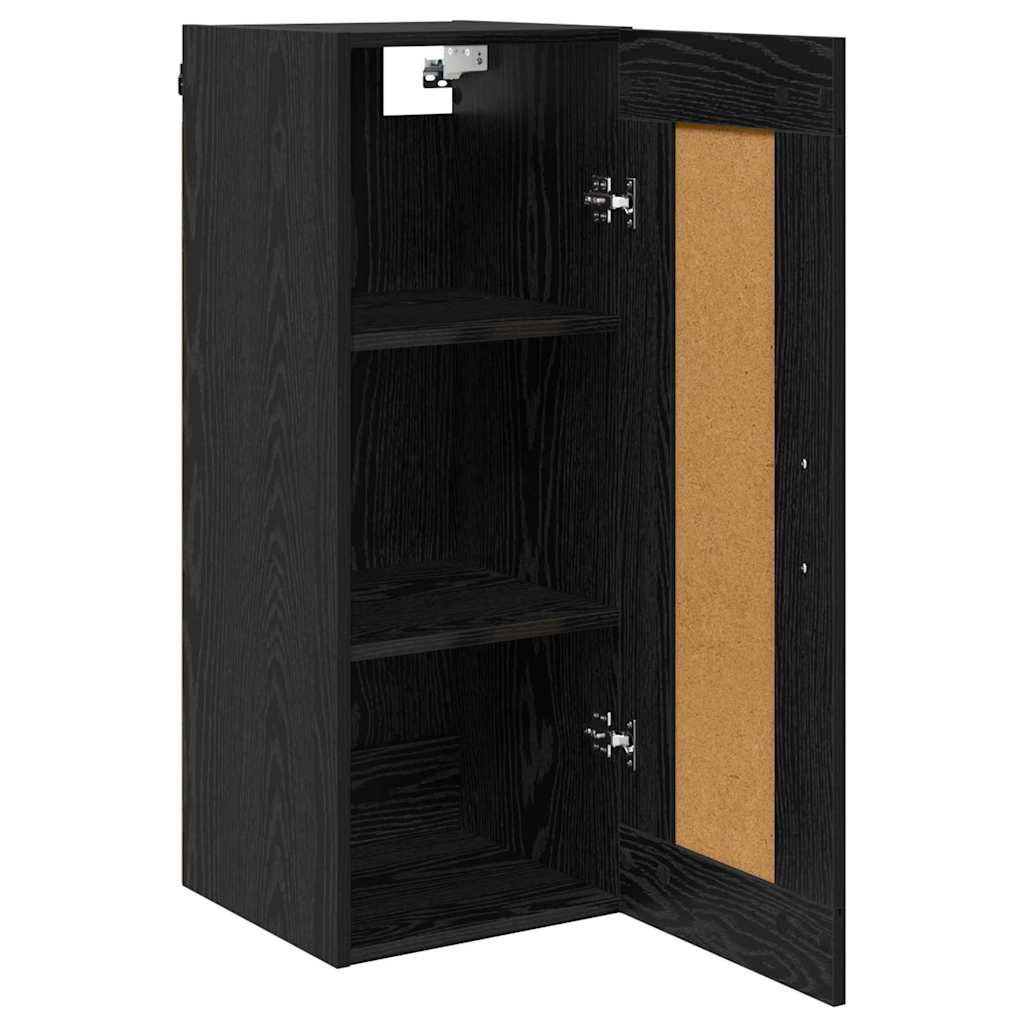 Wandkast Zwart Eiken 34,5 x 34 x 90 cm Bewerkt hout is nu te koop bij PeponiXL, paradijselijk wonen!