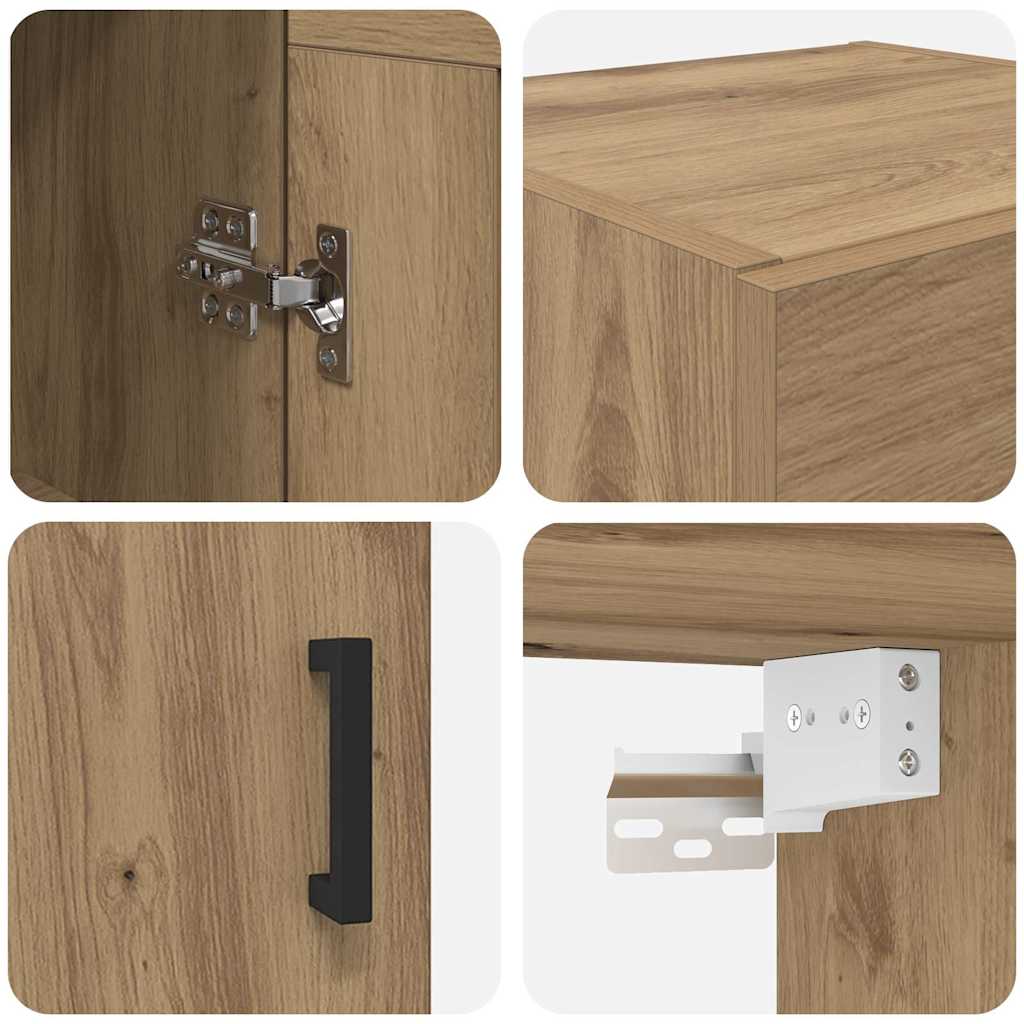 Wandkast Artisan Eiken 34,5 x 34 x 90 cm Bewerkt hout is nu te koop bij PeponiXL, paradijselijk wonen!