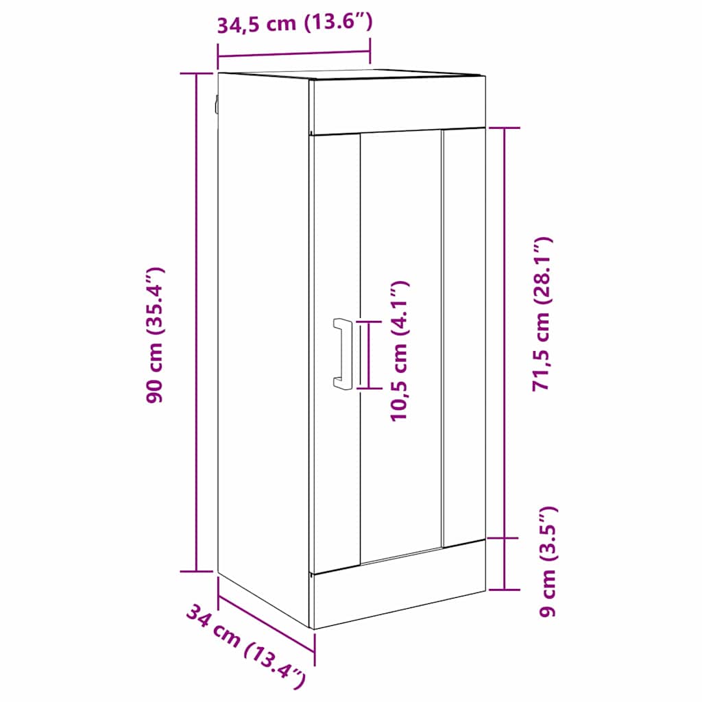 Wandkast Artisan Eiken 34,5 x 34 x 90 cm Bewerkt hout is nu te koop bij PeponiXL, paradijselijk wonen!