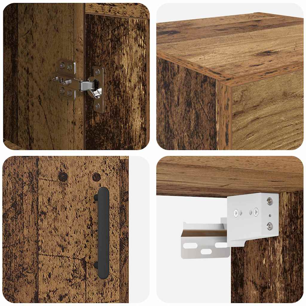 Wandkast Oud Hout 34,5 x 34 x 90 cm Bewerkt hout is nu te koop bij PeponiXL, paradijselijk wonen!