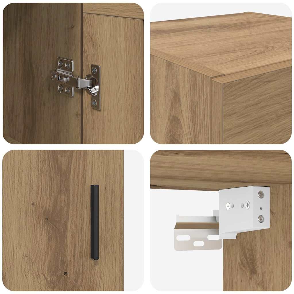 Wandkast Artisan Eiken 34,5 x 34 x 90 cm Bewerkt hout is nu te koop bij PeponiXL, paradijselijk wonen!