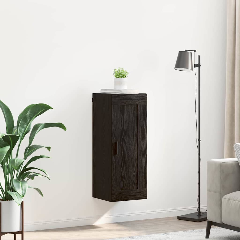 Wandkast Zwart Eiken 34,5 x 34 x 90 cm Bewerkt hout is nu te koop bij PeponiXL, paradijselijk wonen!