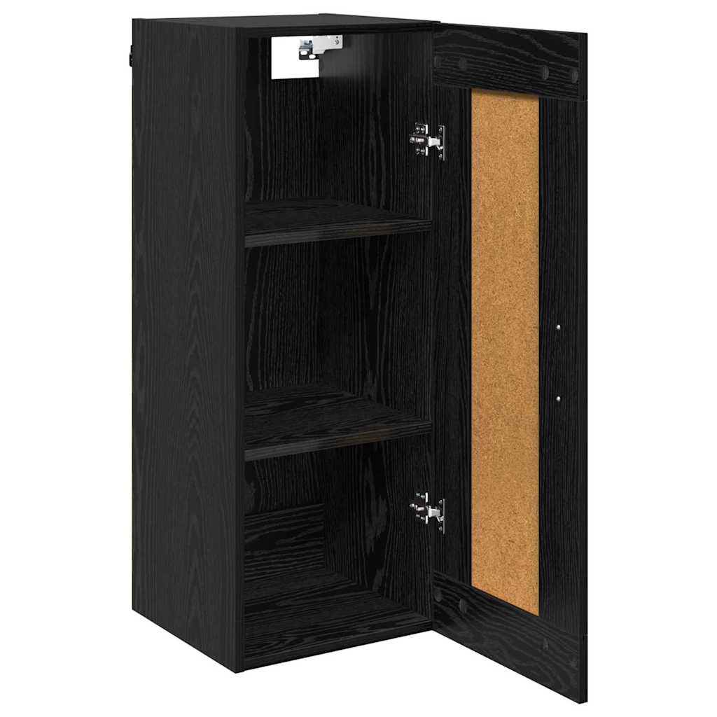 Wandkast Zwart Eiken 34,5 x 34 x 90 cm Bewerkt hout is nu te koop bij PeponiXL, paradijselijk wonen!