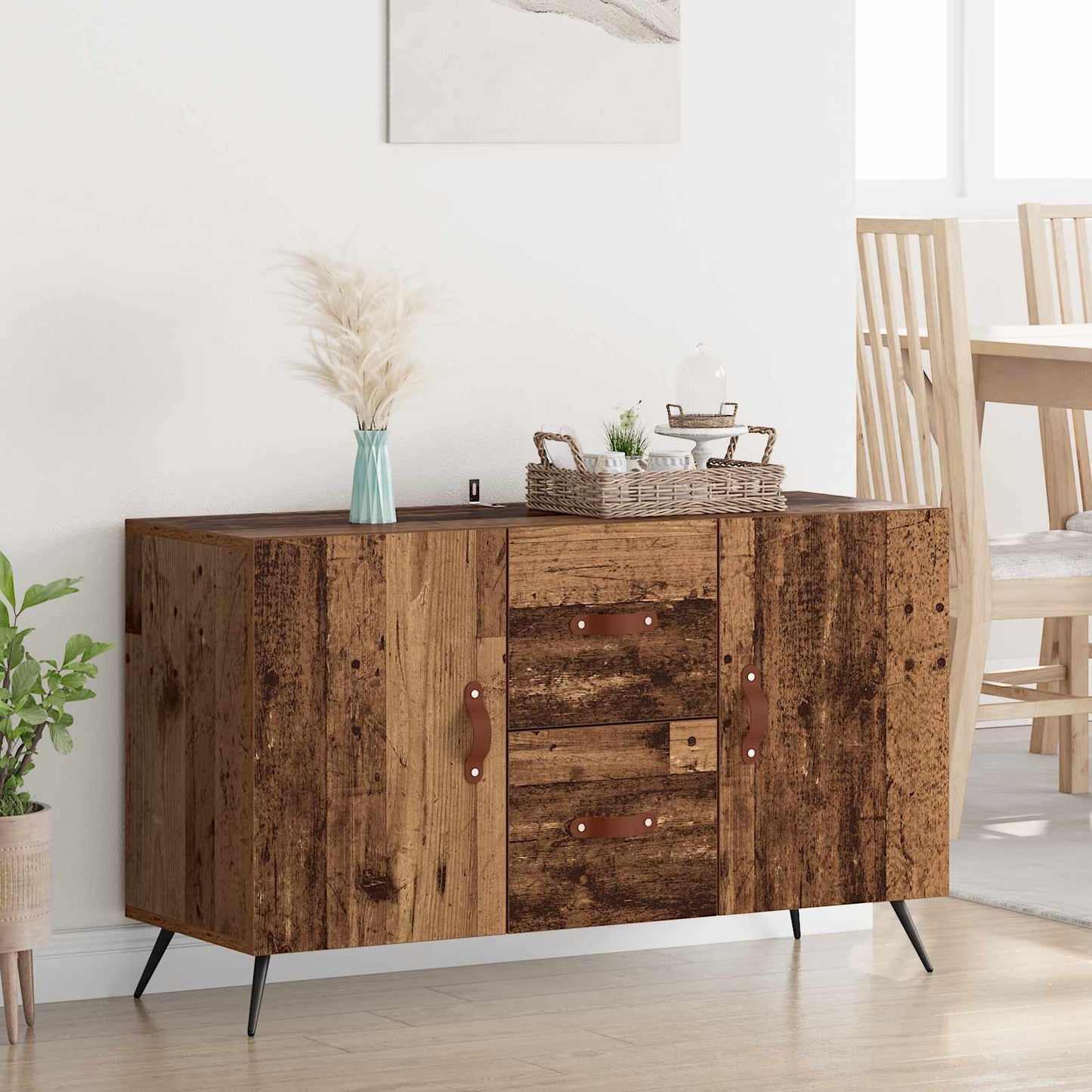 Dressoir met lade Oud Hout 100 x 36 x 60 cm Bewerkt hout is nu te koop bij PeponiXL, paradijselijk wonen!