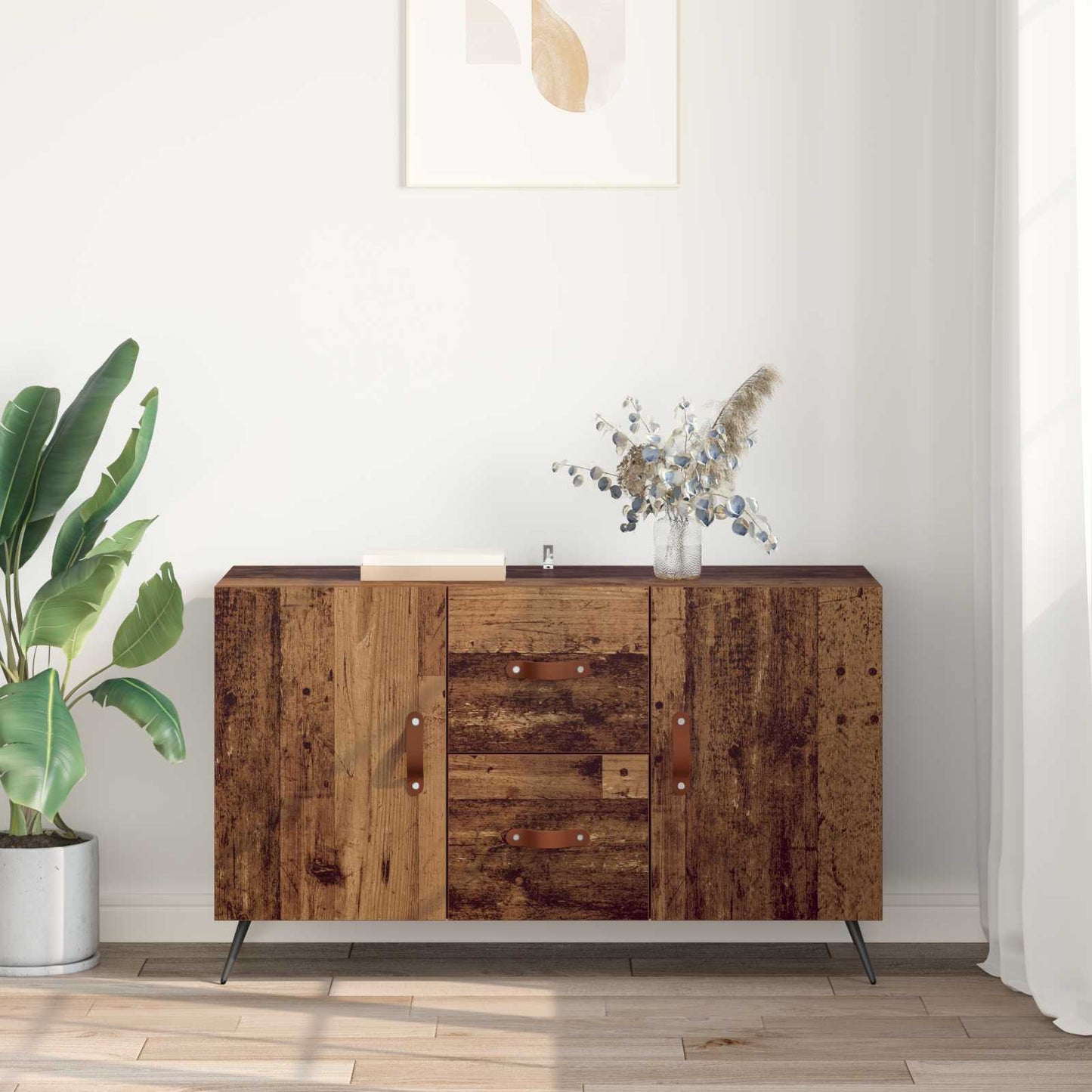 Dressoir met lade Oud Hout 100 x 36 x 60 cm Bewerkt hout is nu te koop bij PeponiXL, paradijselijk wonen!