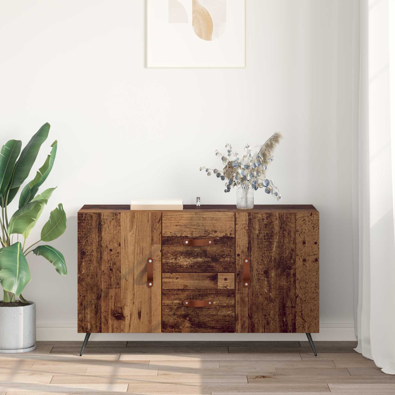Dressoir met lade Oud Hout 100 x 36 x 60 cm Bewerkt hout is nu te koop bij PeponiXL, paradijselijk wonen!